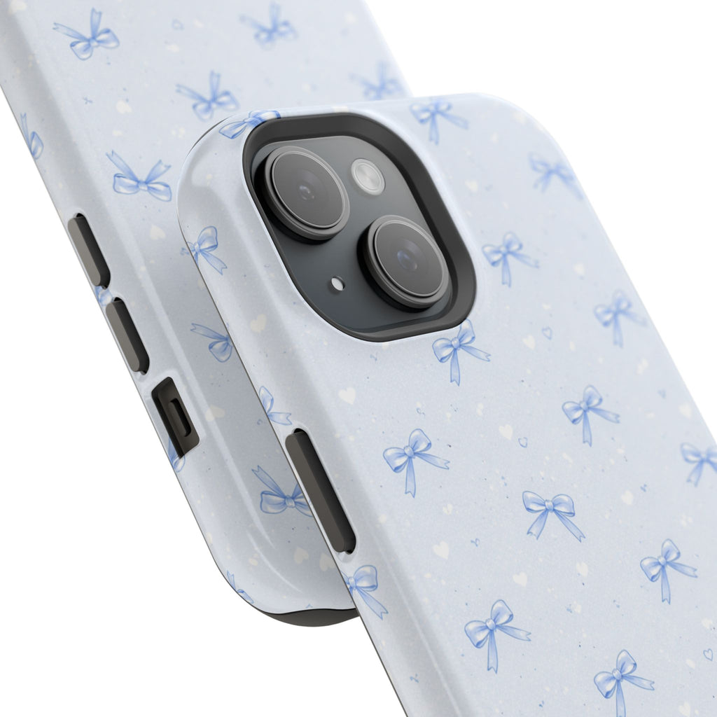 Blue Bow Pattern iPhone Case | Magnetic Impact-Resistant Case
