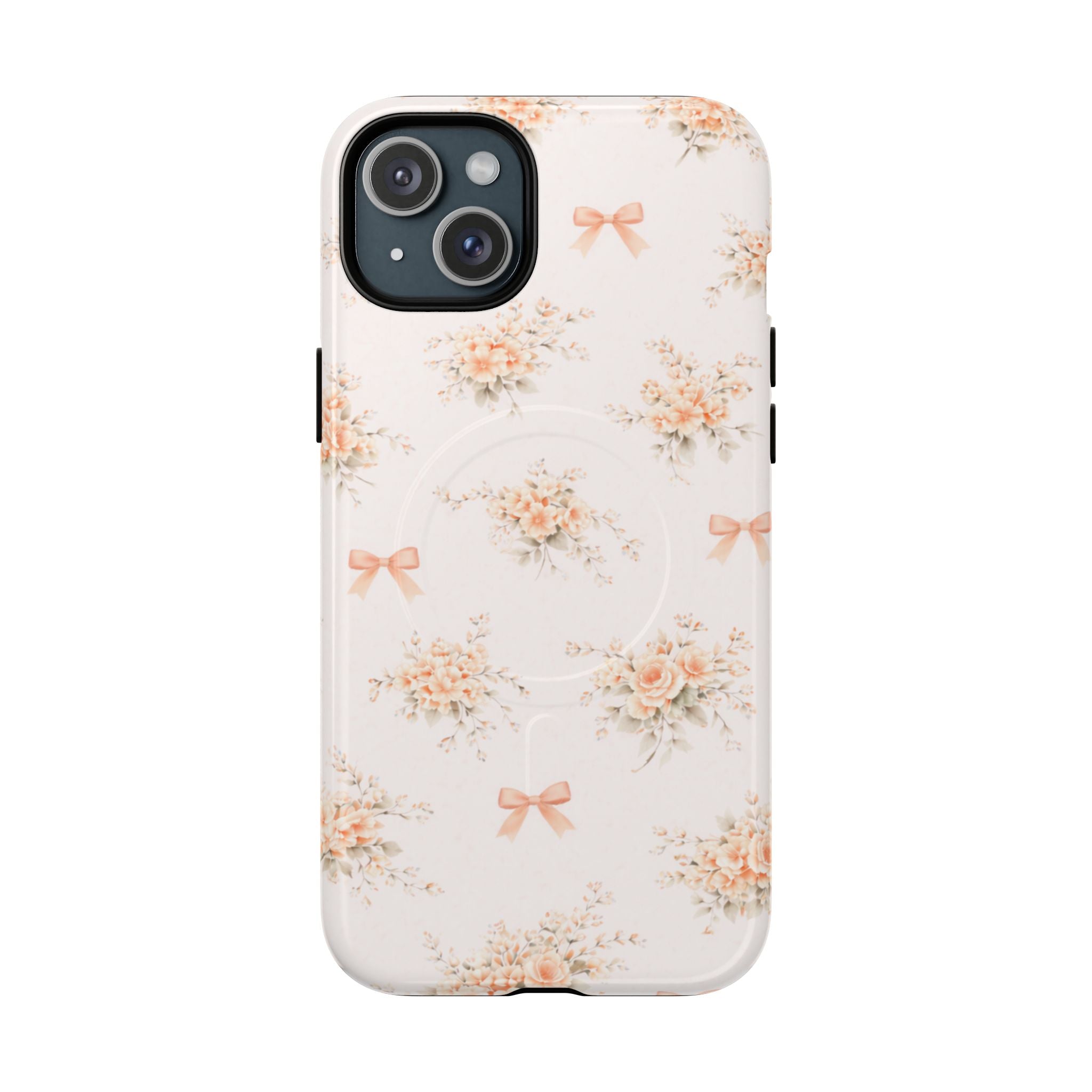 Peach Rose Bow iPhone Case – MagSafe Compatible