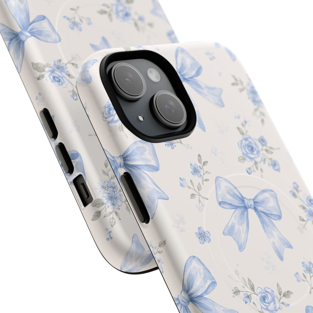Floral Blue Bow iPhone Case – MagSafe Compatible