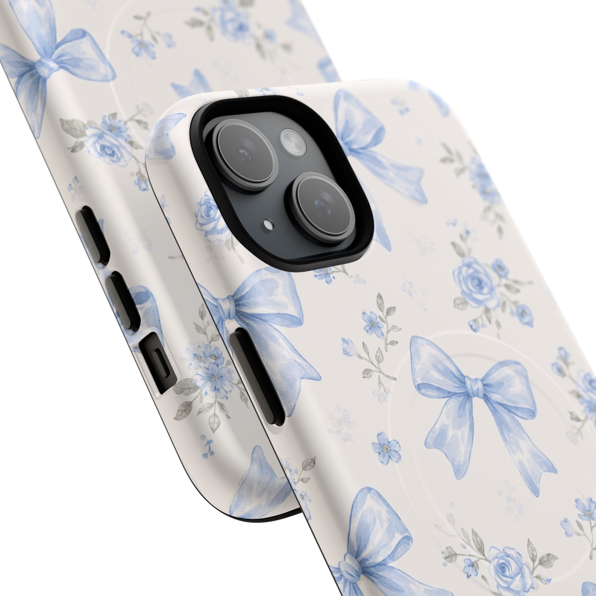 Floral Blue Bow iPhone Case – MagSafe Compatible
