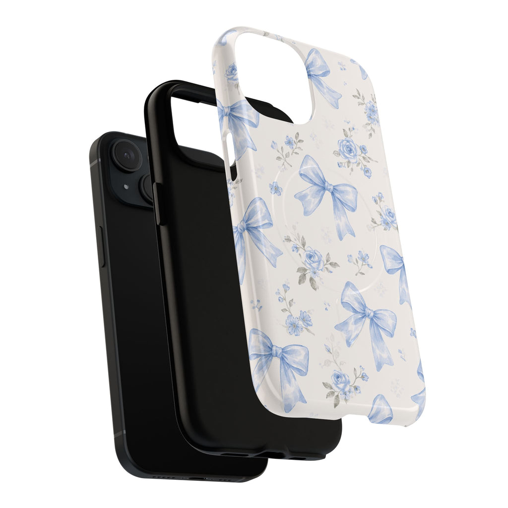 Floral Blue Bow iPhone Case – MagSafe Compatible