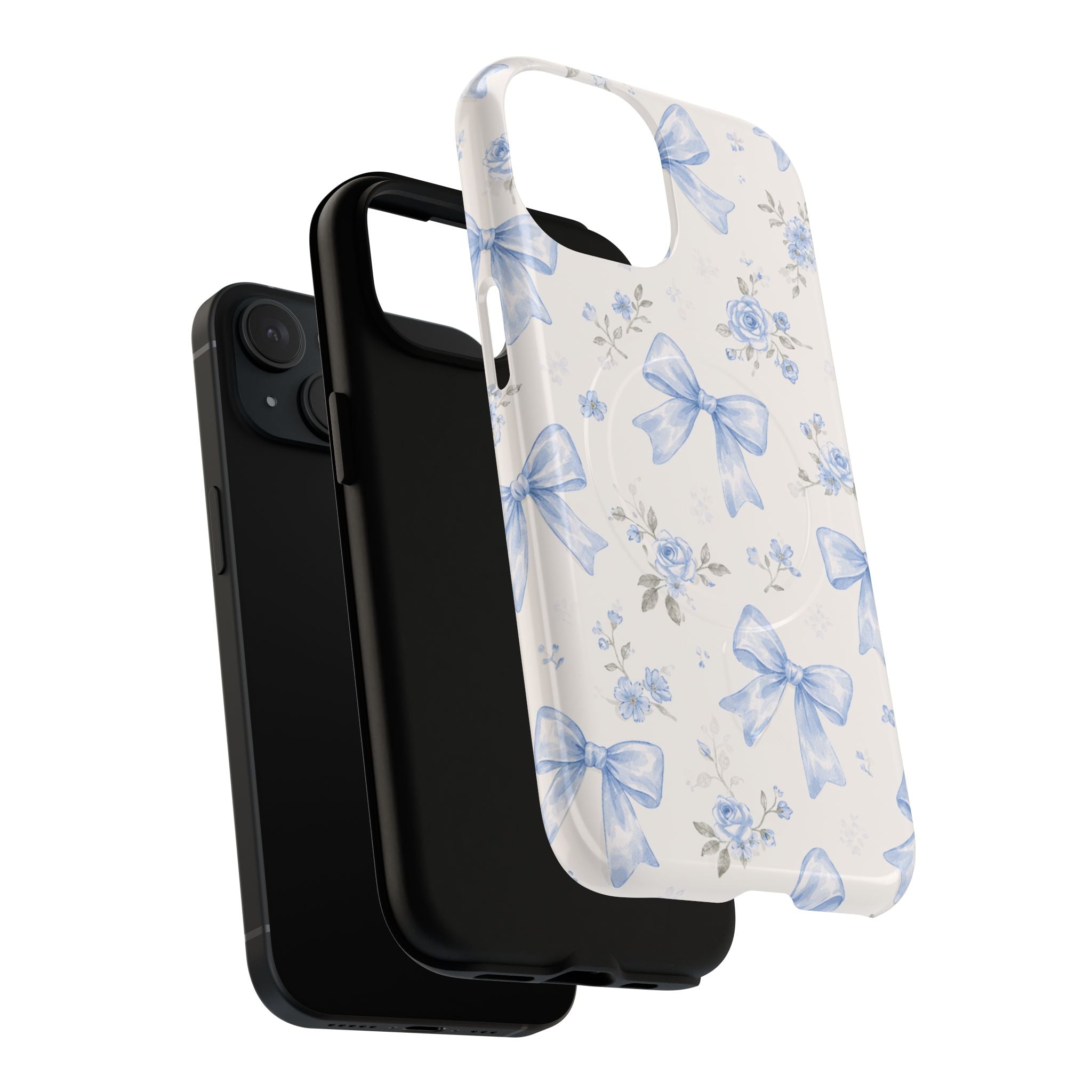 Floral Blue Bow iPhone Case – MagSafe Compatible