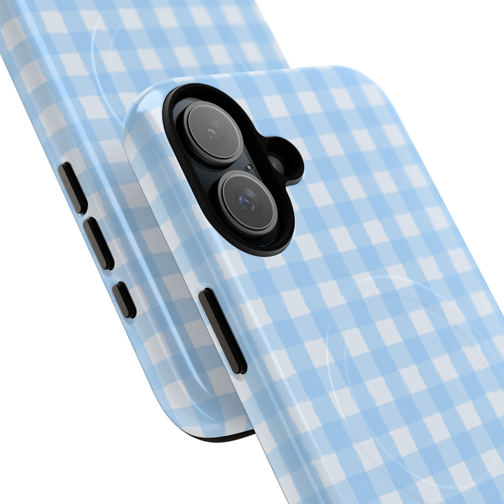 Blue Gingham iPhone Case – MagSafe Compatible