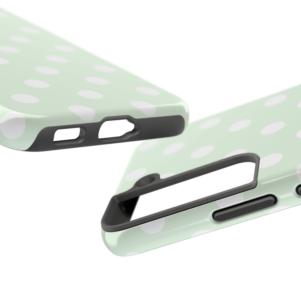 Mint Polka Dot Tough Samsung Case - Pastel Green Protective Phone Cover