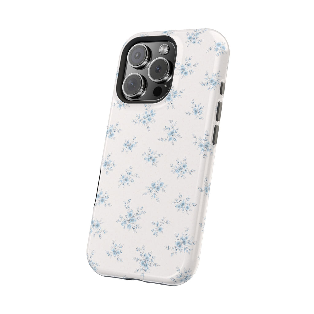 Blue Floral Pattern iPhone Case | Magnetic Impact-Resistant Case