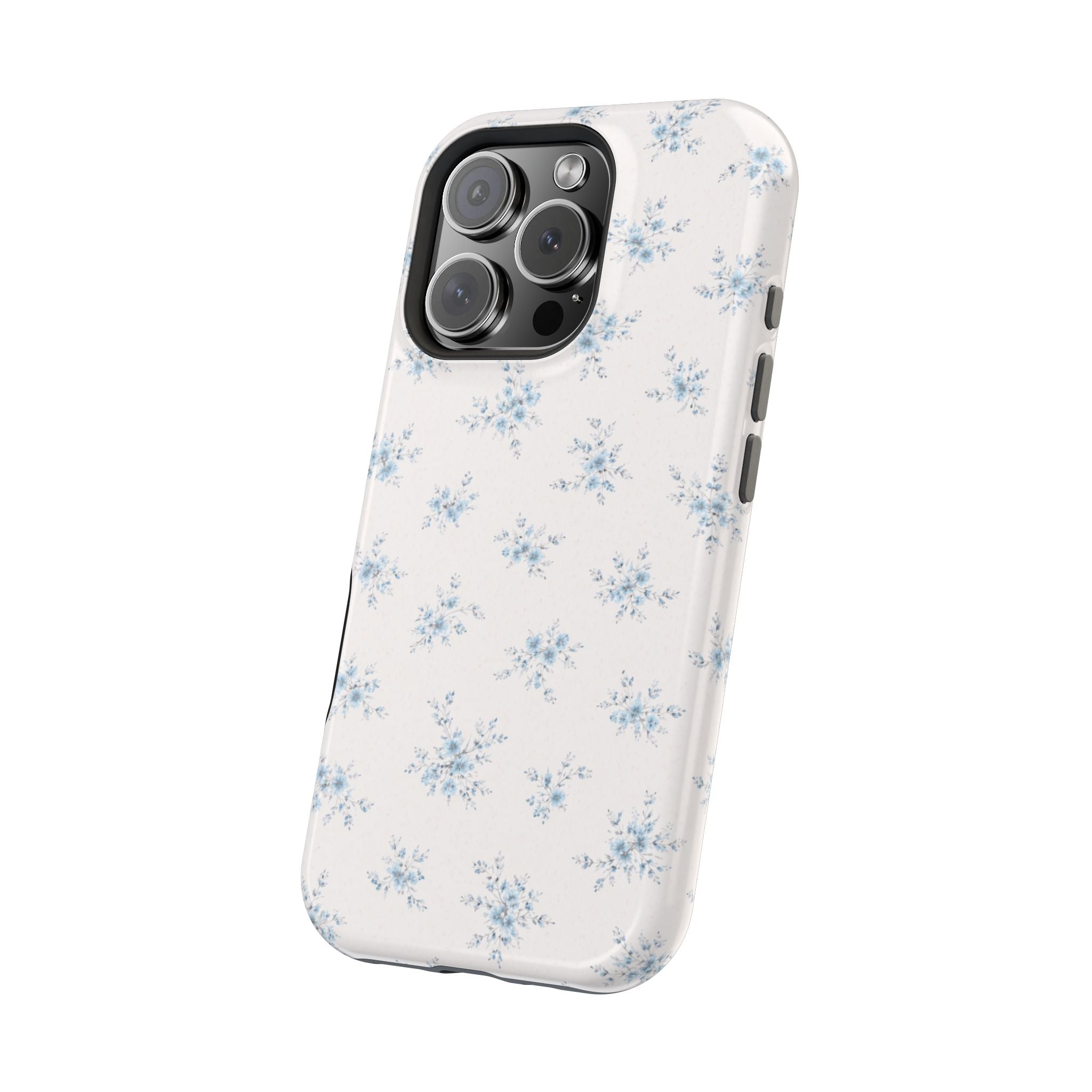 Blue Floral Pattern iPhone Case | Magnetic Impact-Resistant Case