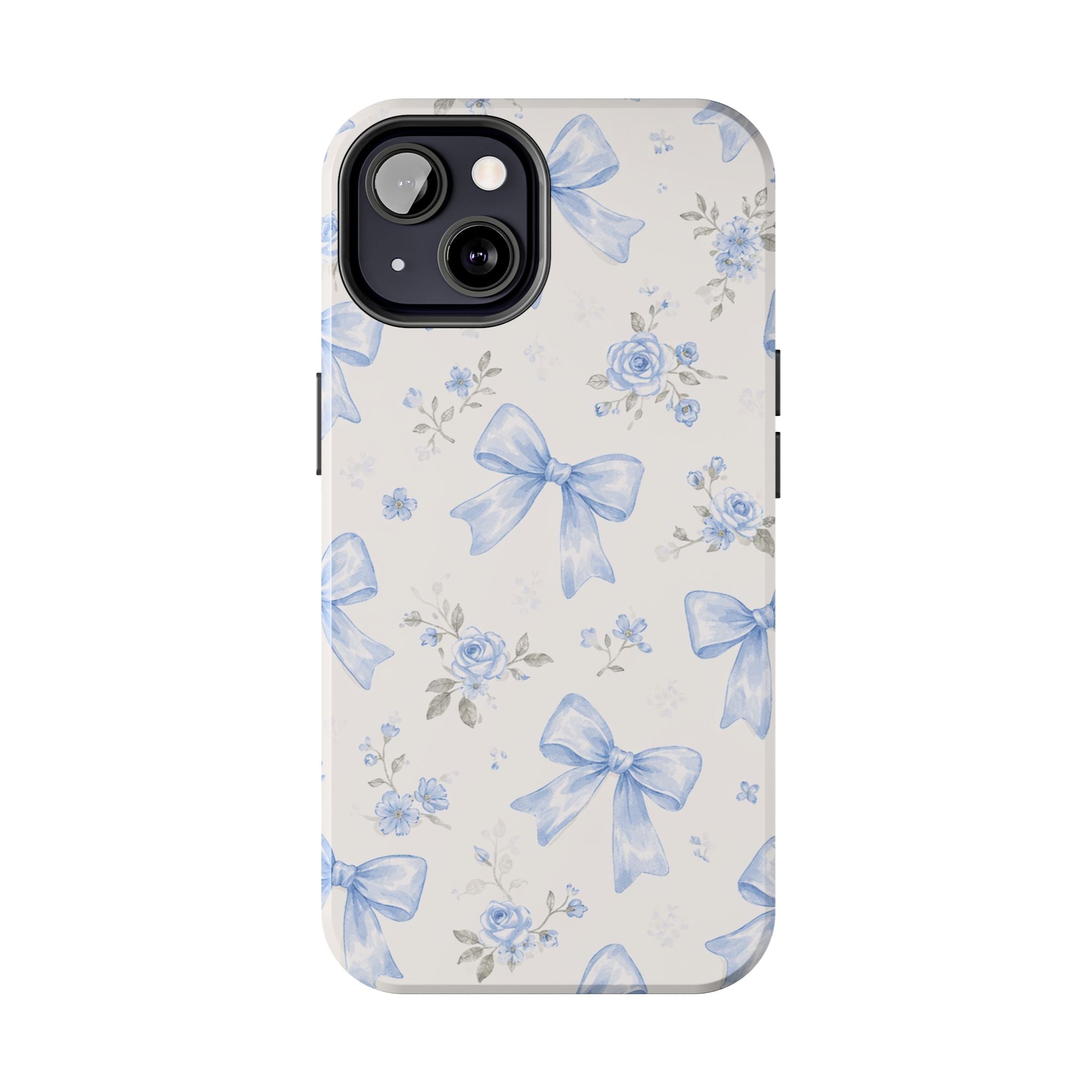 Blue Watercolor Bows iPhone Case, Floral Bow Pattern