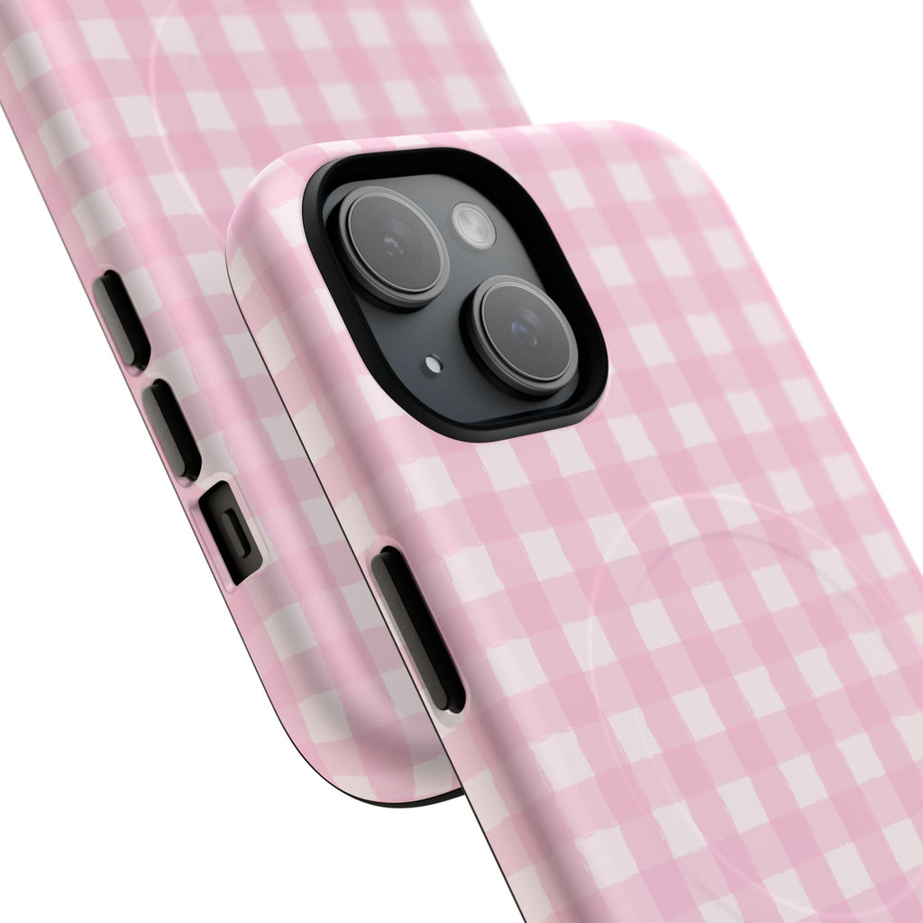 Pink Gingham iPhone Case – MagSafe Compatible