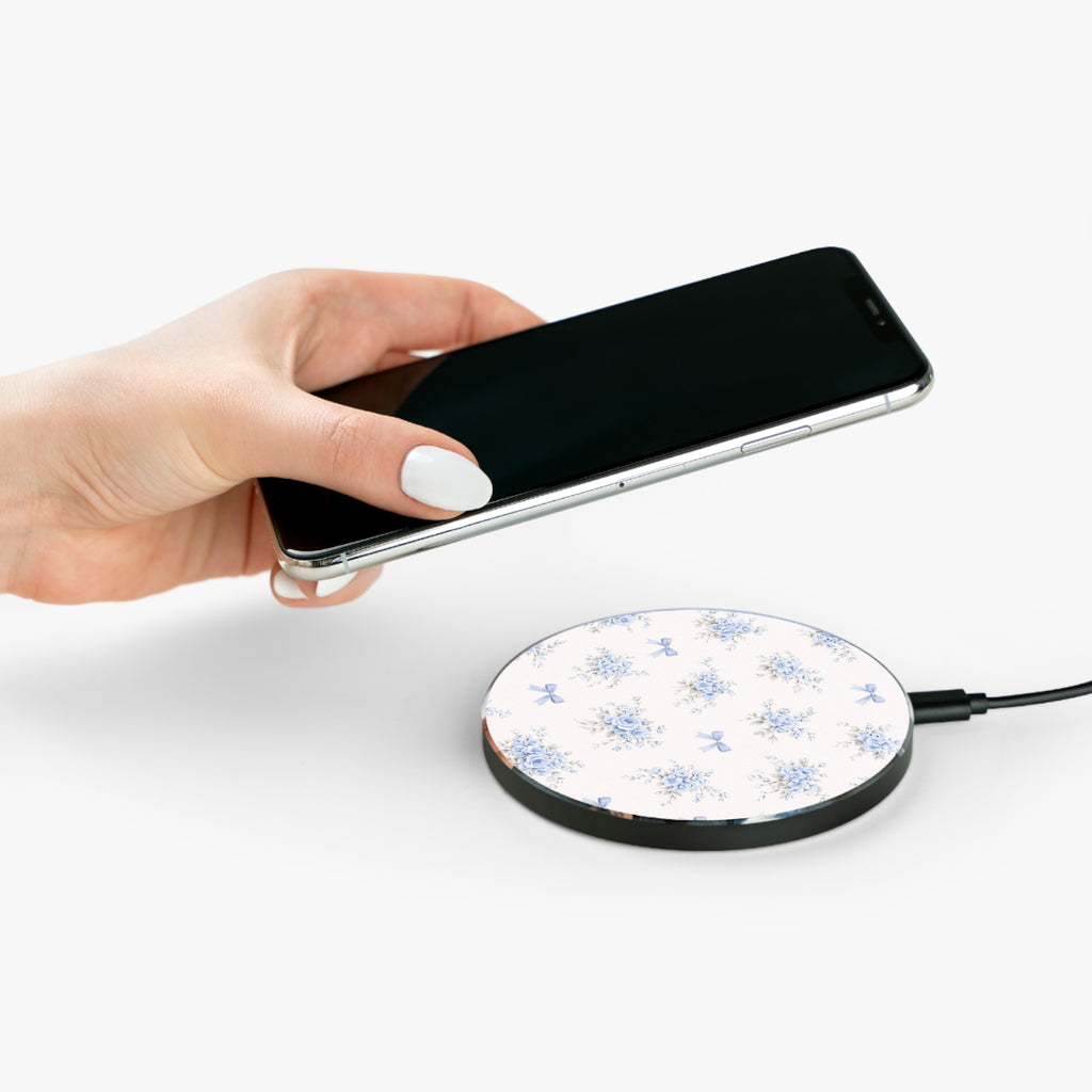 Blue Vintage Floral Wireless Charger