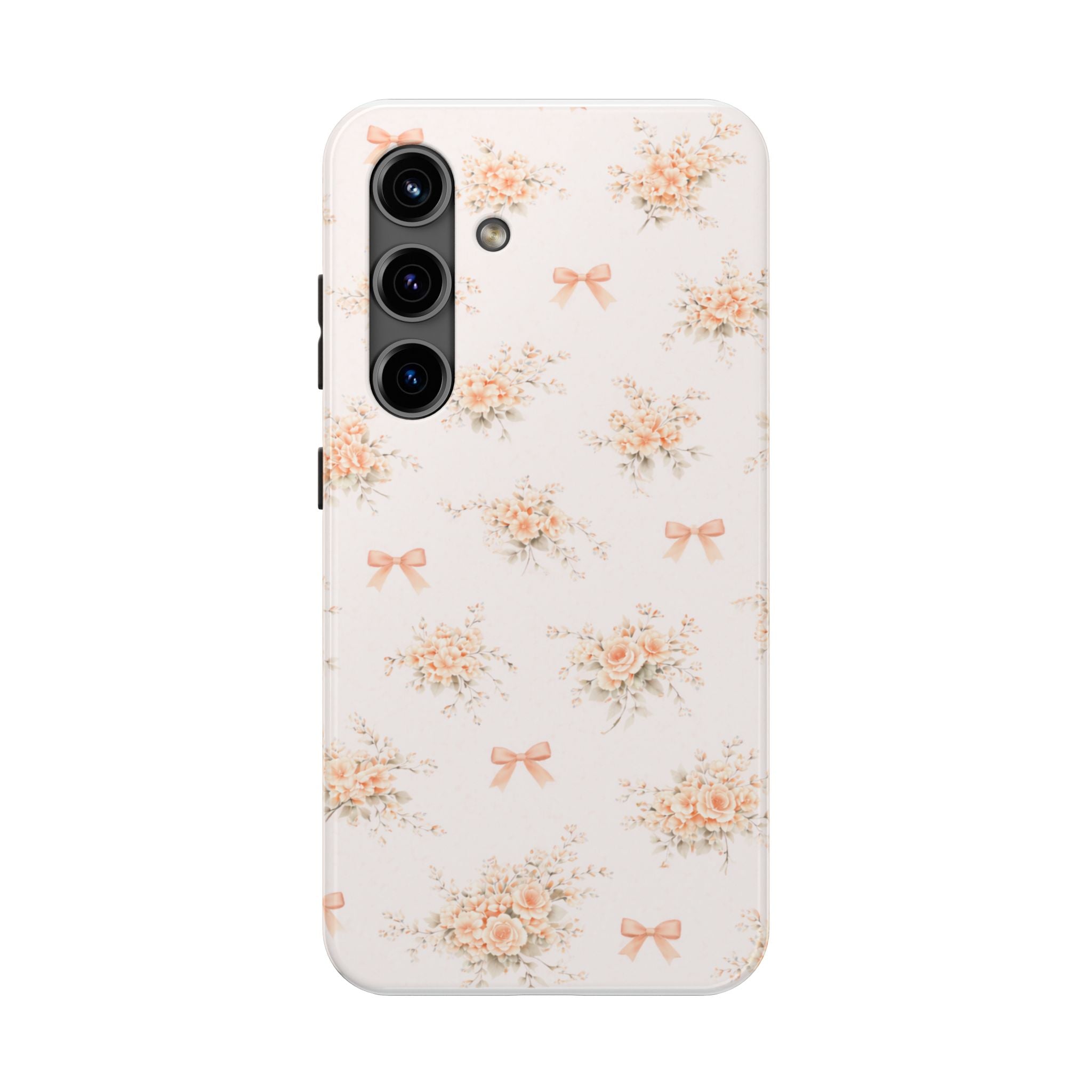 Vintage Peach Floral Bouquet   Samsung Galaxy  Case | Bow Pattern, Pastel Floral