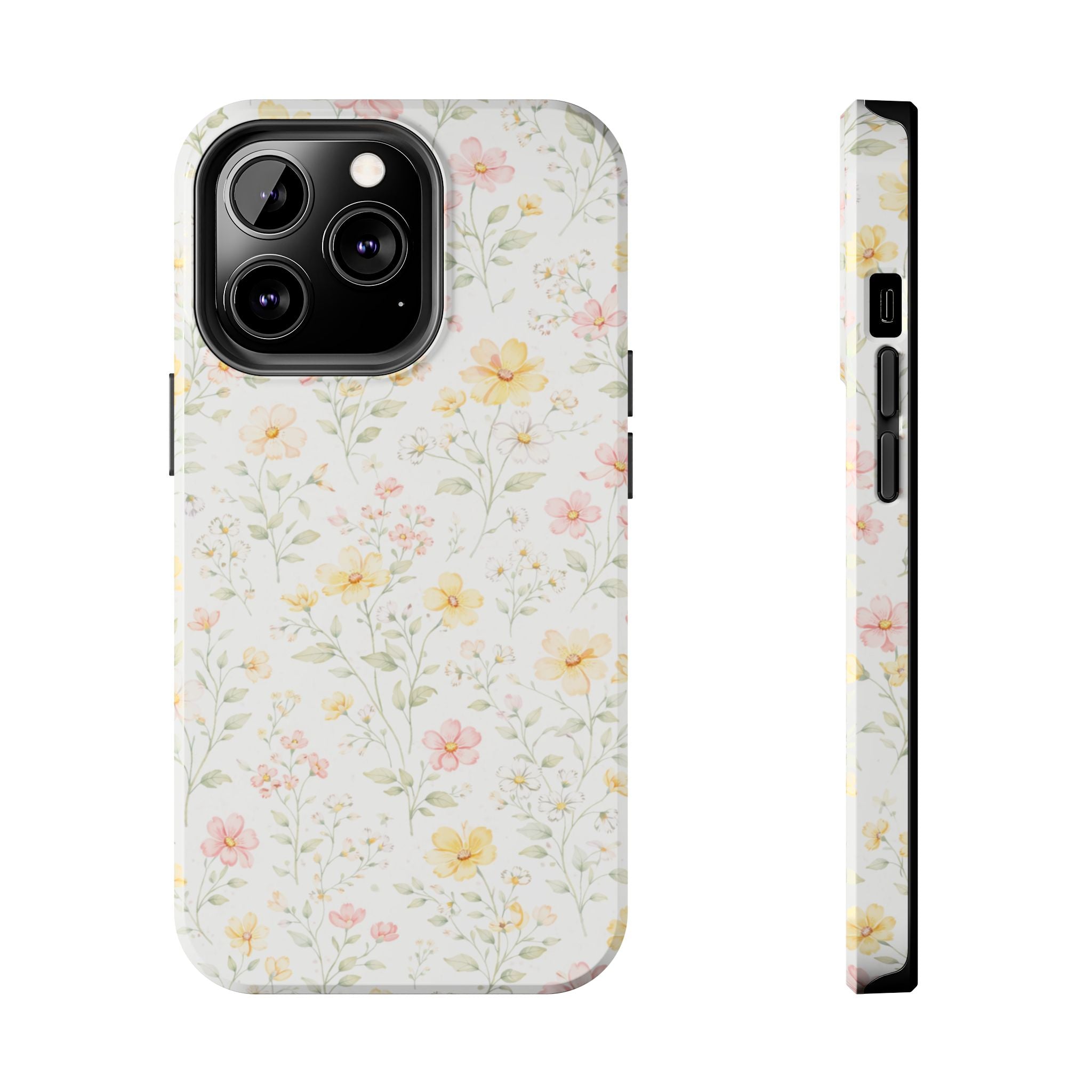 Delicate Pastel Wildflowers Tough Phone Case, Floral Botanical Pattern