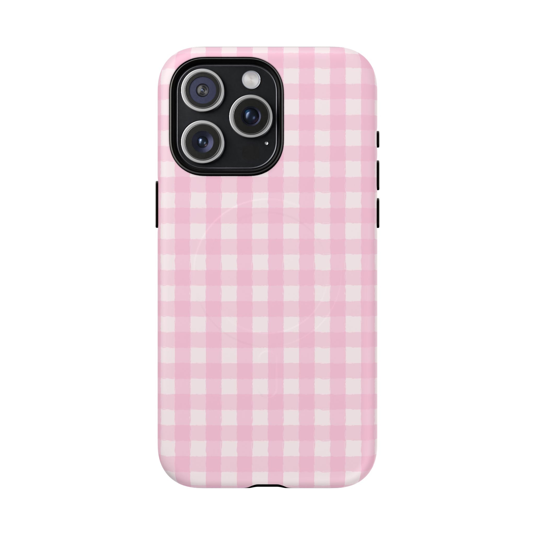 Pink Gingham iPhone Case – MagSafe Compatible