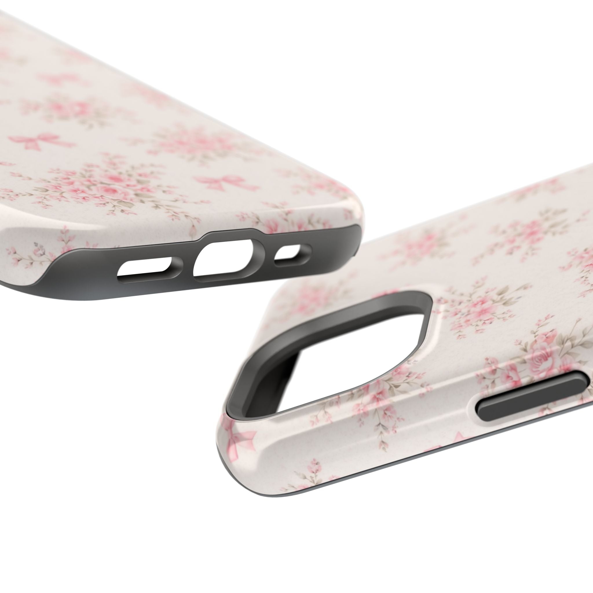 Pink Floral Bow Pattern Cases | Magnetic Impact-Resistant iPhone Case