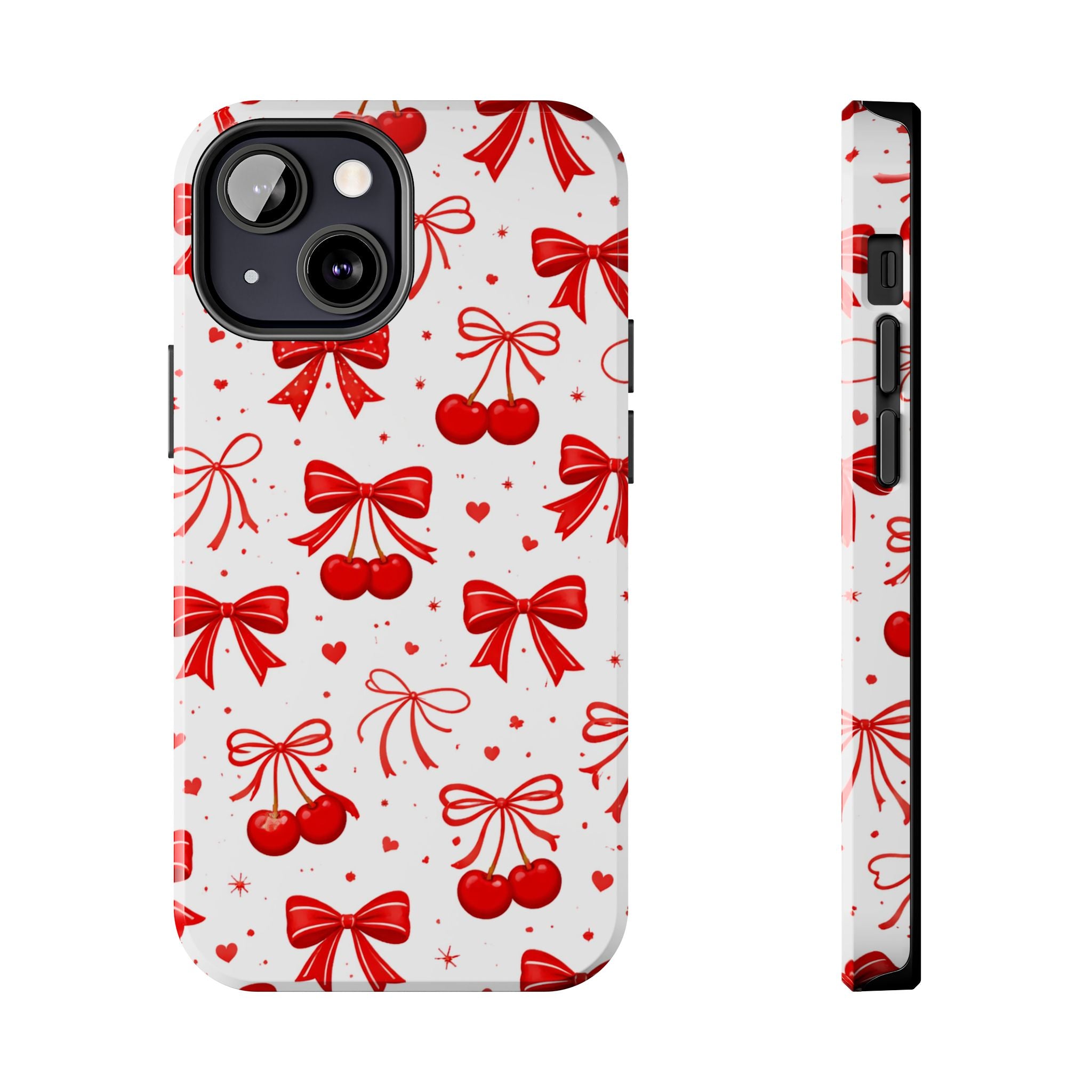Red Cherry Bows Tough Phone Case, Cherry Pattern Phone Case