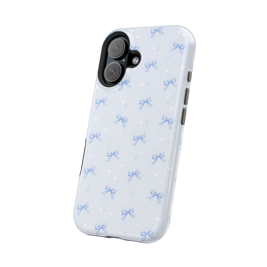 Blue Bow Pattern iPhone Case | Magnetic Impact-Resistant Case