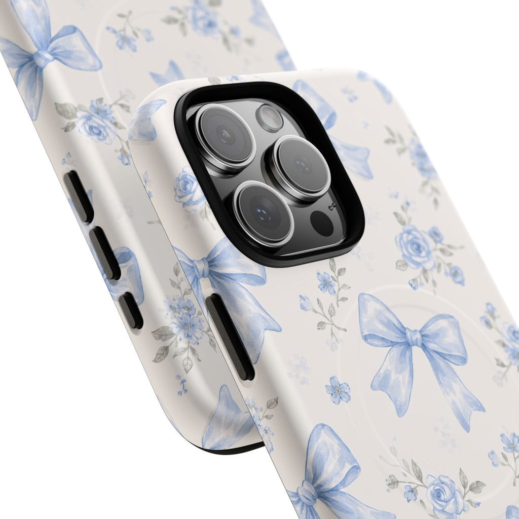 Floral Blue Bow iPhone Case – MagSafe Compatible