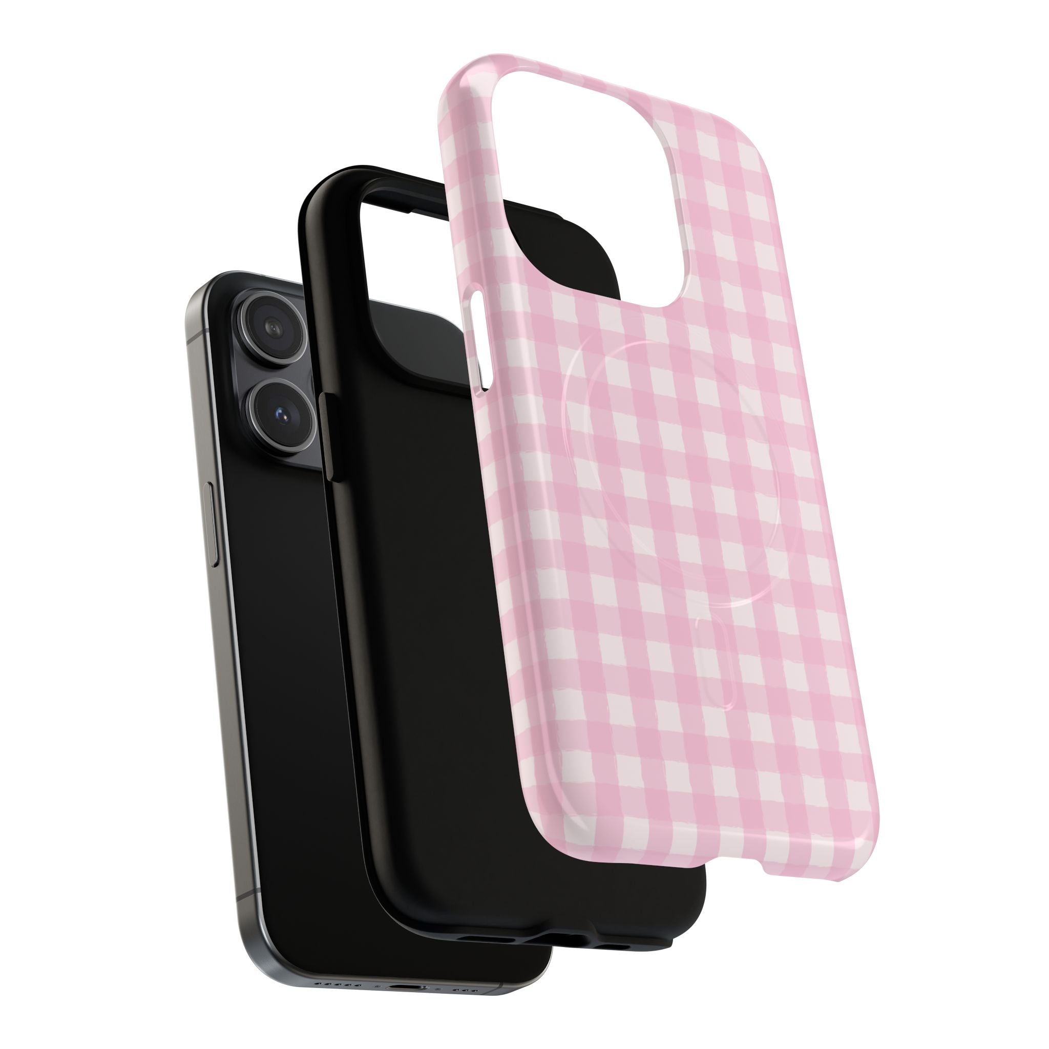 Pink Gingham iPhone Case – MagSafe Compatible