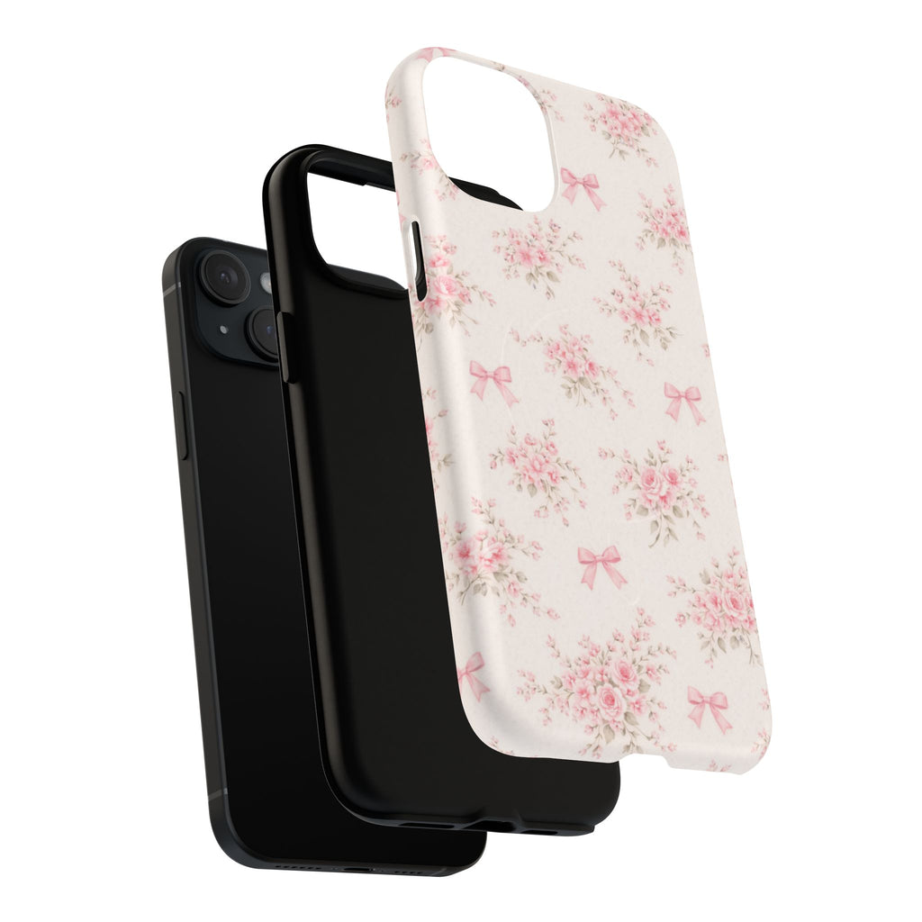 Floral Pink Bow iPhone Case – MagSafe Compatible