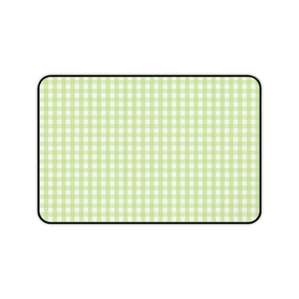 Pastel Green Gingham Desk Mat – Soft Check Pattern Mousepad for Home Office & Study