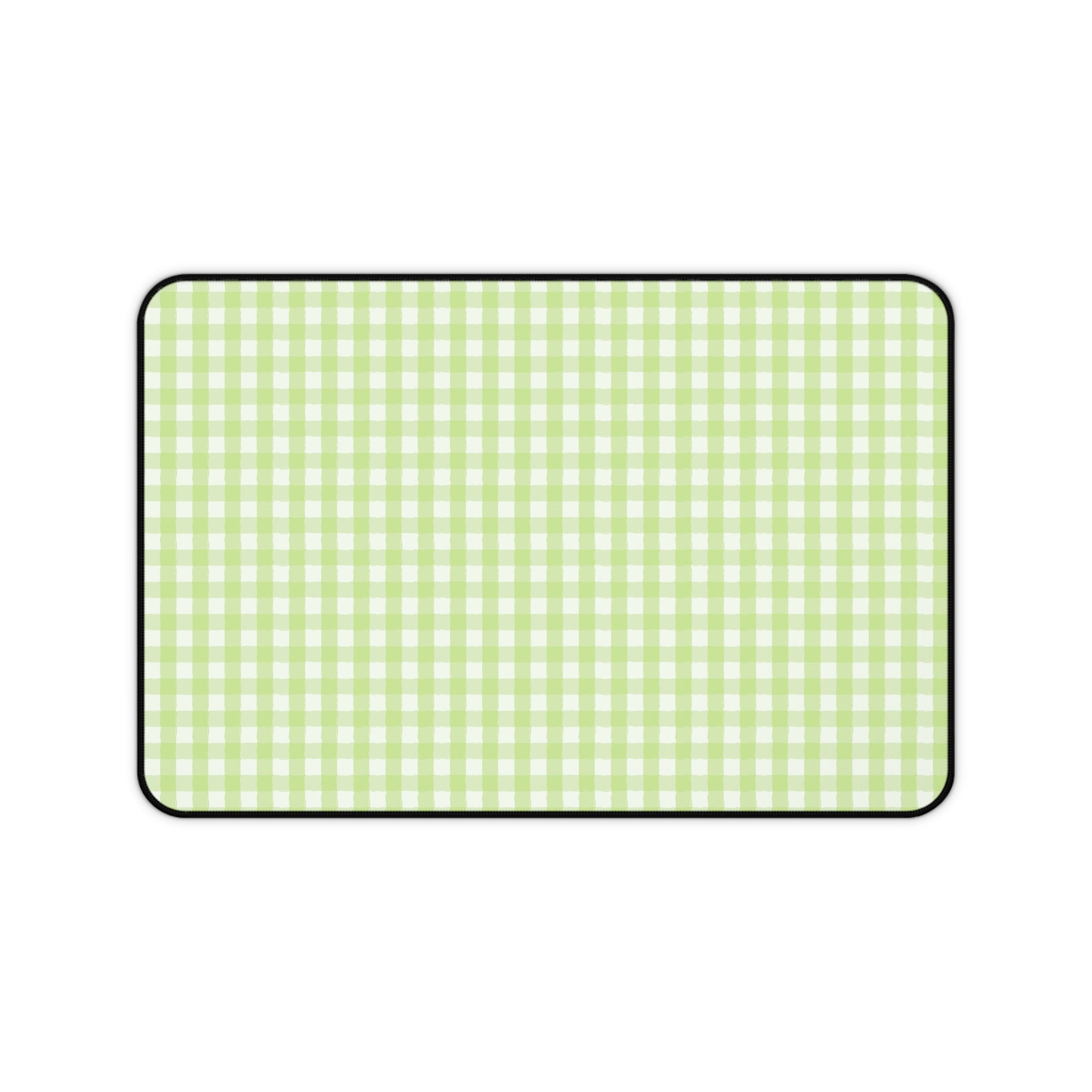 Pastel Green Gingham Desk Mat – Soft Check Pattern Mousepad for Home Office & Study