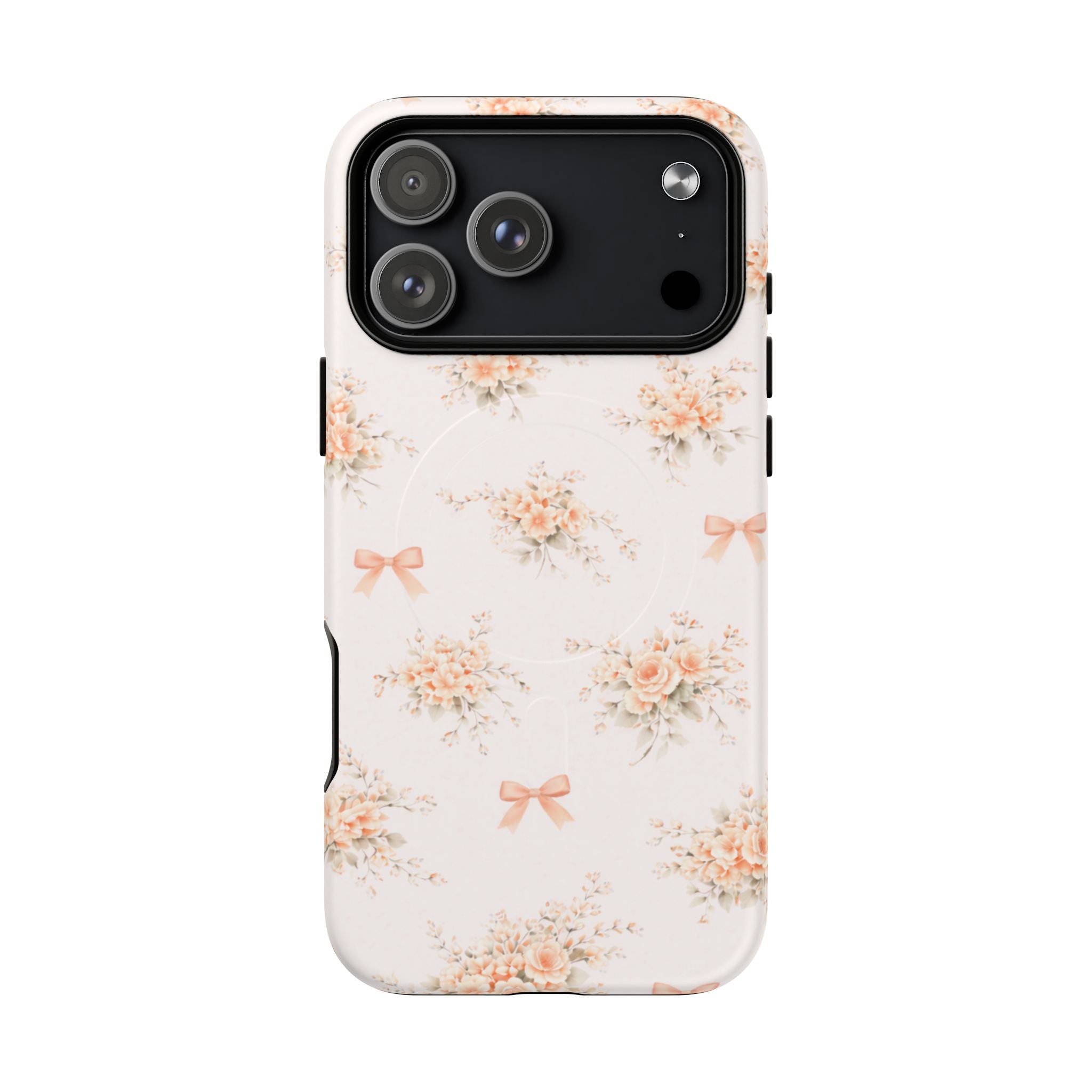 Peach Rose Bow iPhone Case – MagSafe Compatible