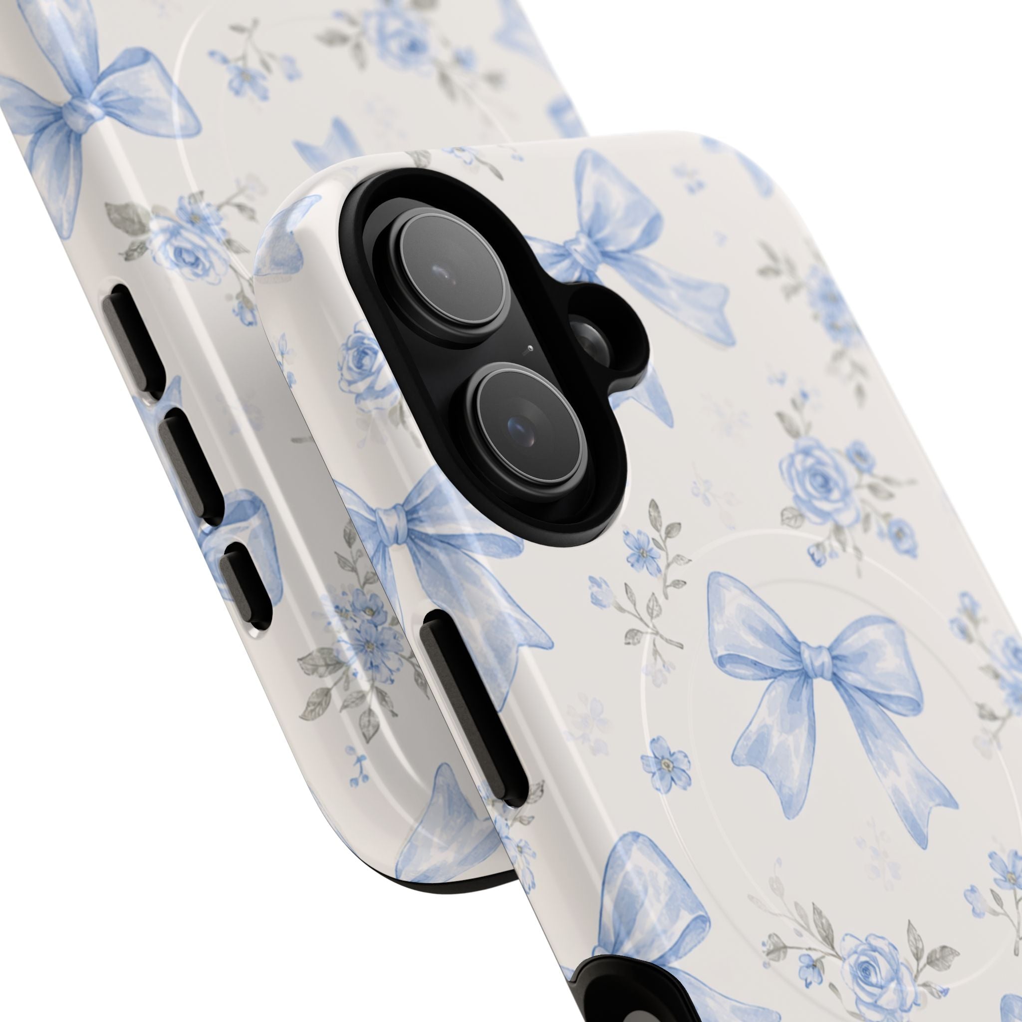 Floral Blue Bow iPhone Case – MagSafe Compatible