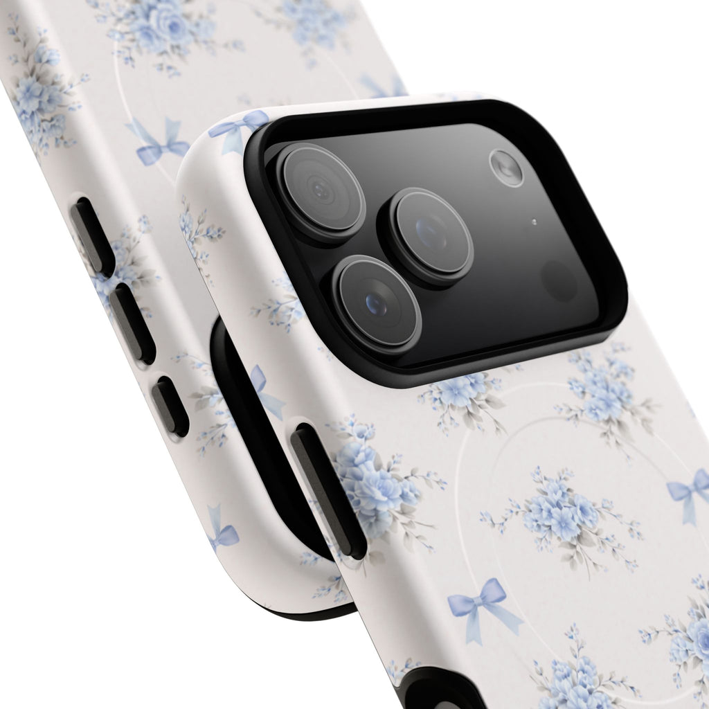 Blue Floral Bow iPhone Case – MagSafe Compatible
