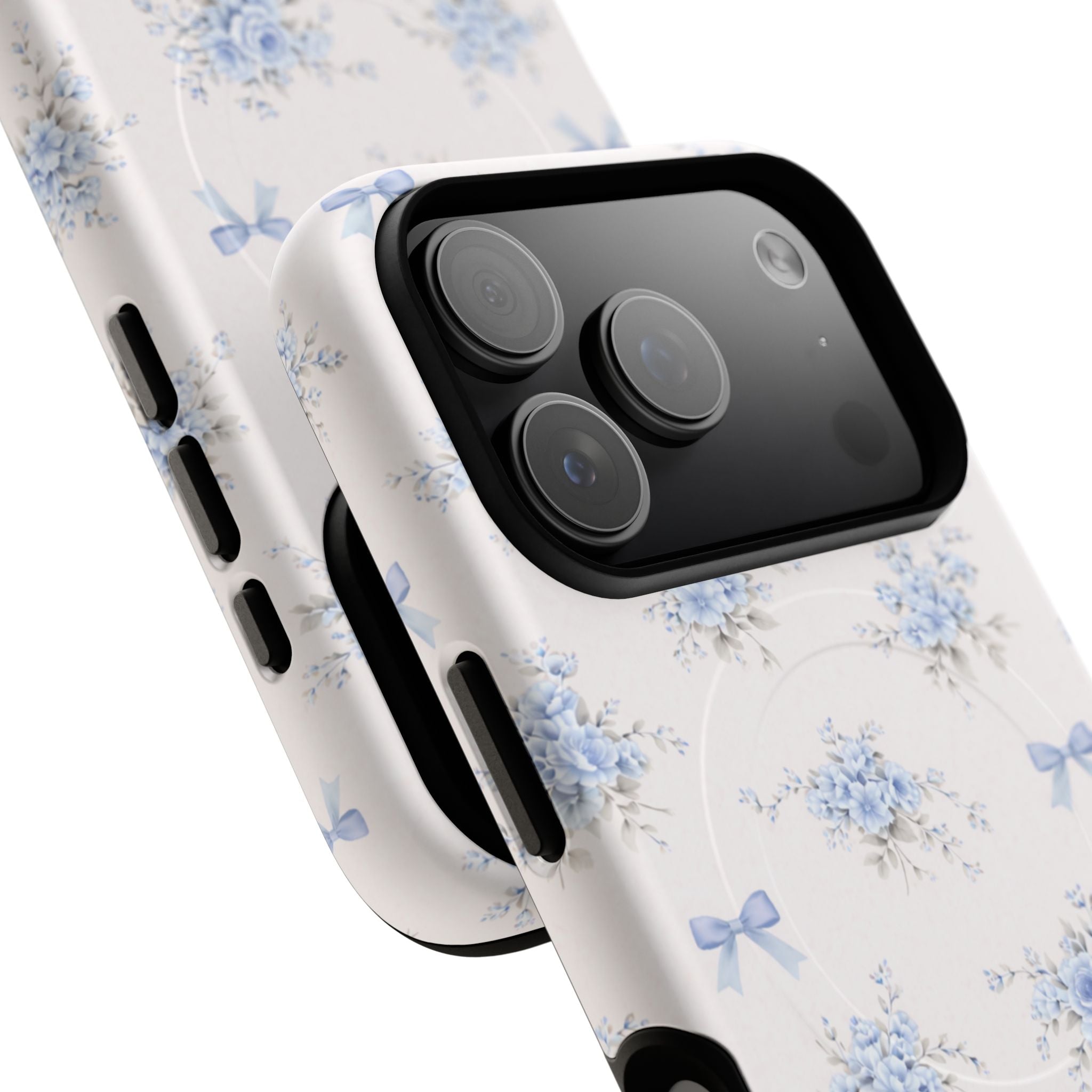 Blue Floral Bow iPhone Case – MagSafe Compatible