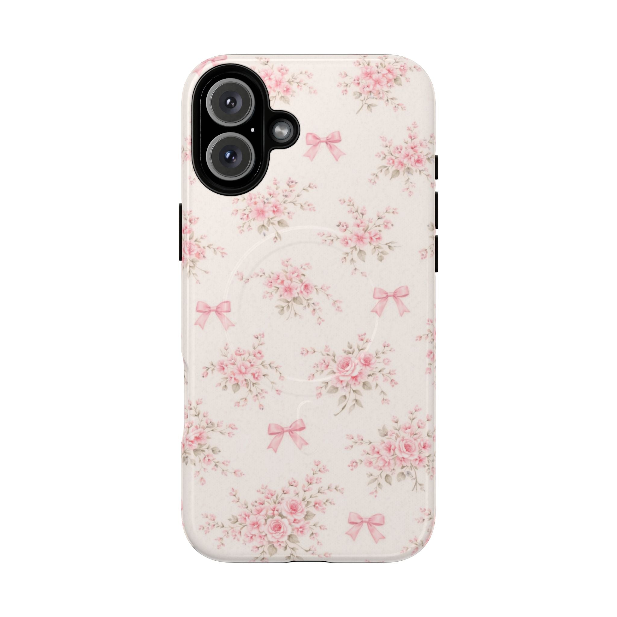 Floral Pink Bow iPhone Case – MagSafe Compatible