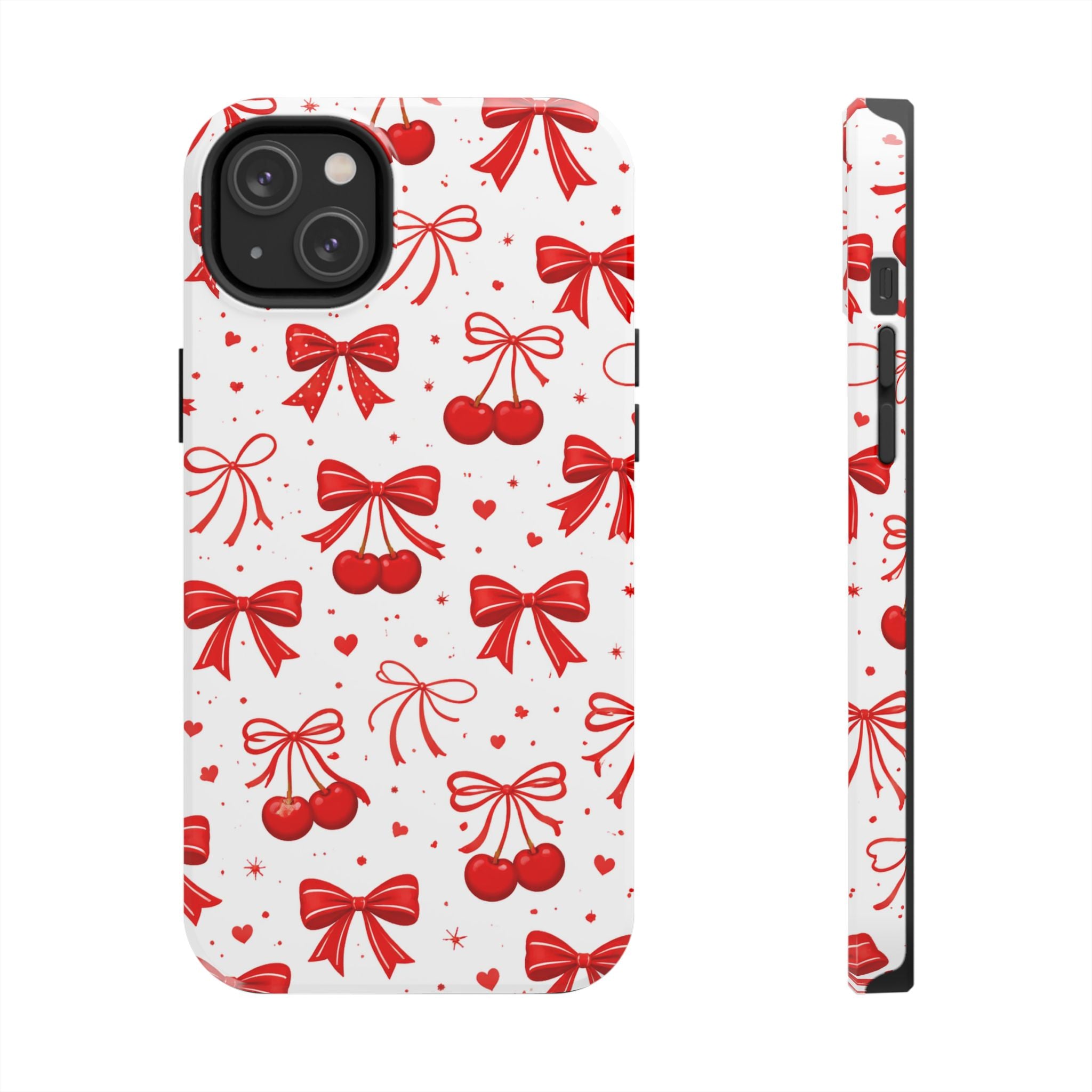 Red Cherry Bows Tough Phone Case, Cherry Pattern Phone Case