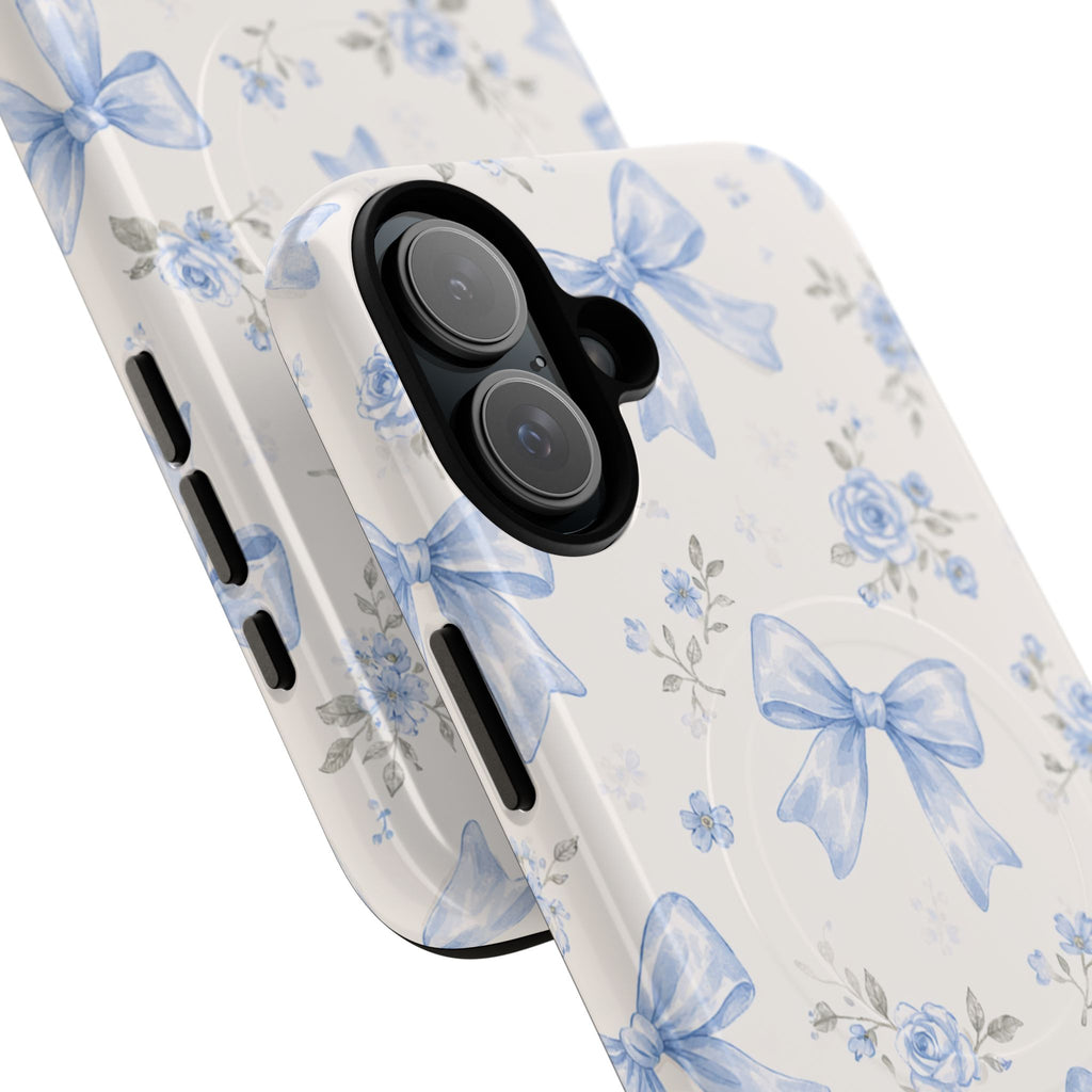 Floral Blue Bow iPhone Case – MagSafe Compatible