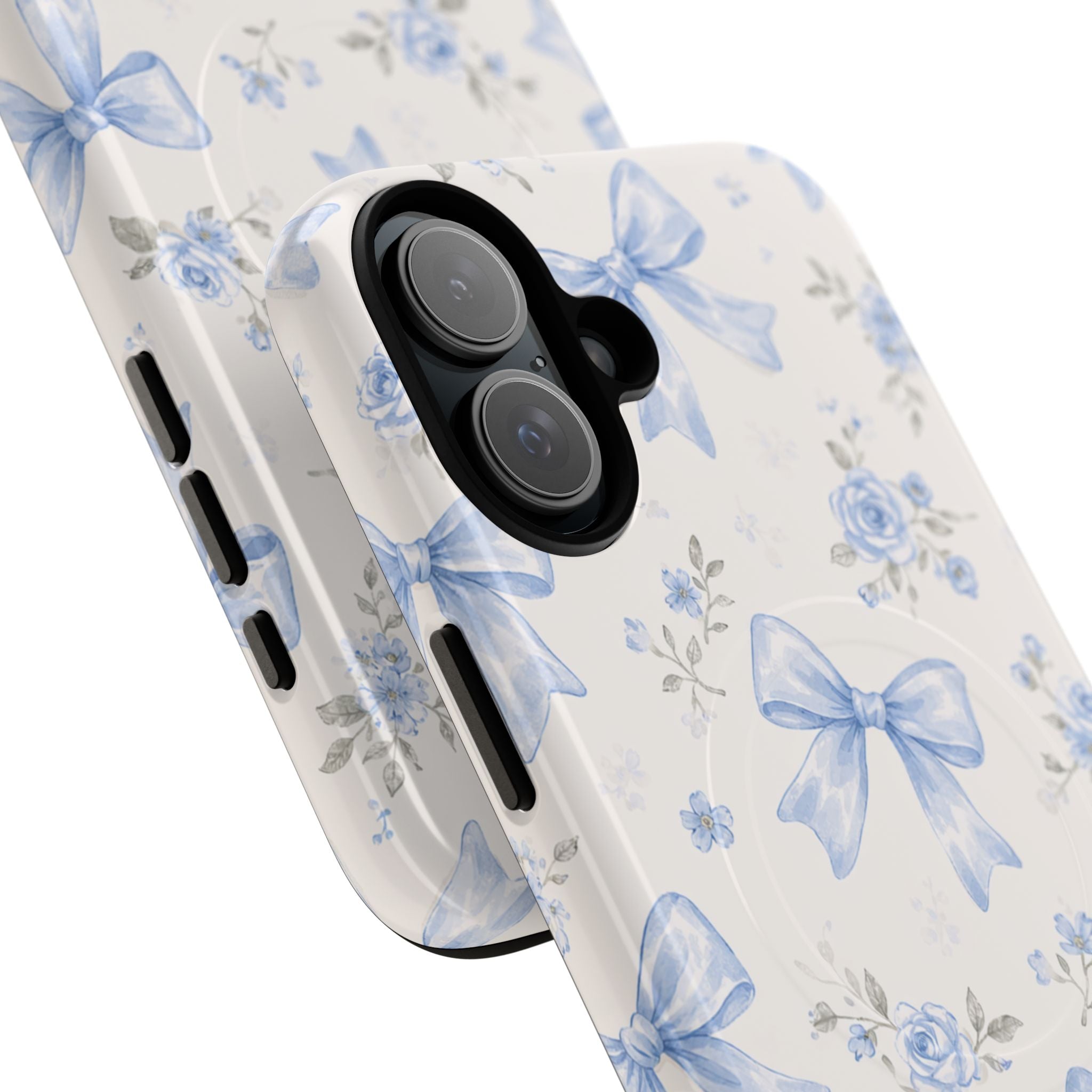 Floral Blue Bow iPhone Case – MagSafe Compatible