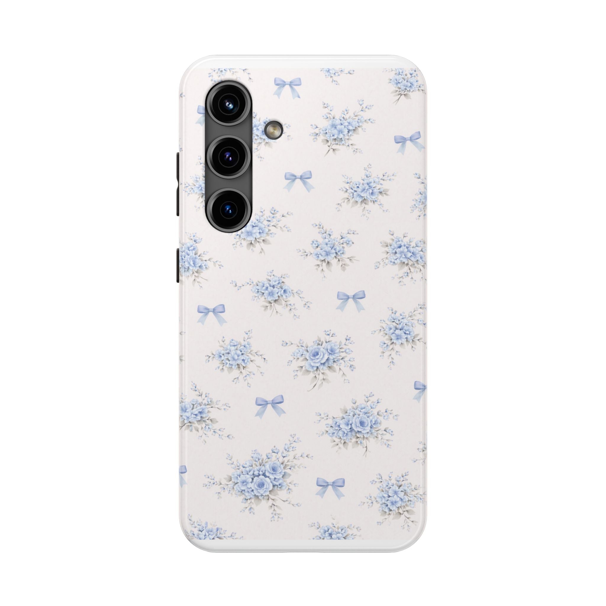 Blue Cottage  Floral Pattern Tough   Samsung Galaxy Phone Case | Vintage Bow Bouquet