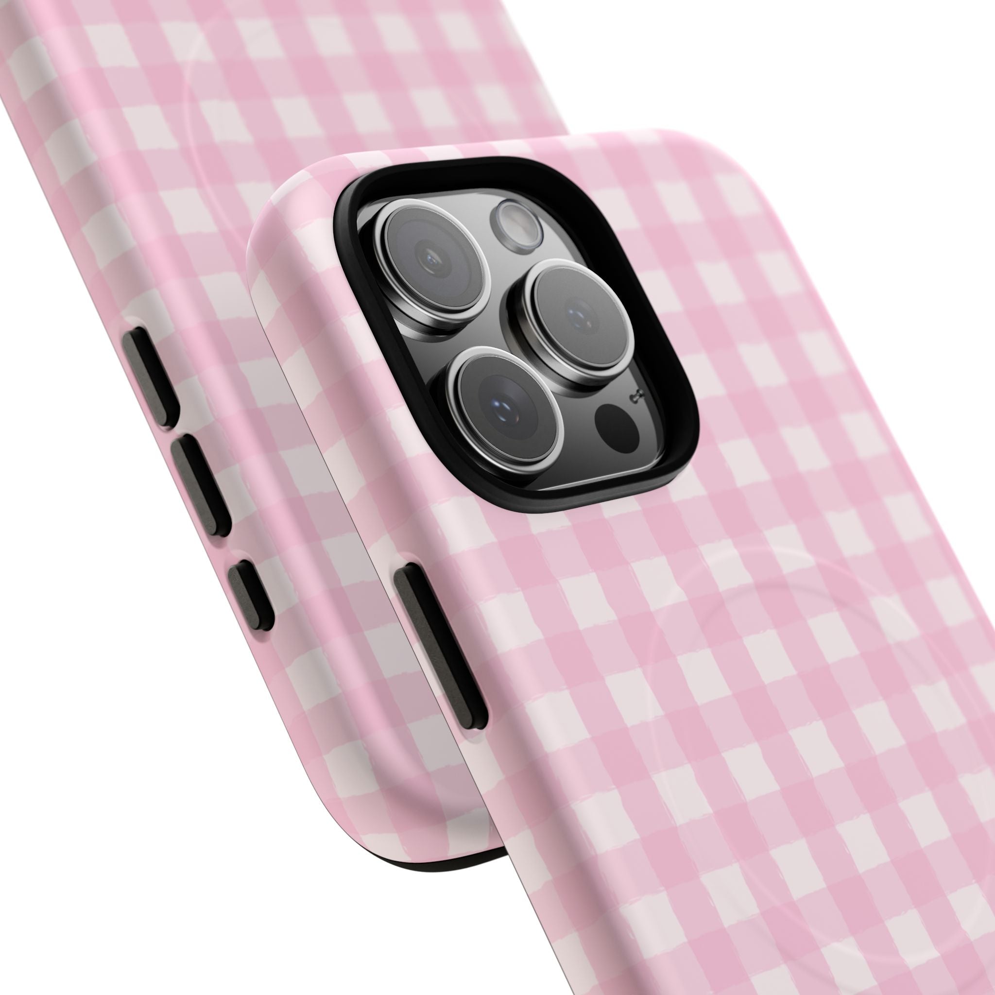Pink Gingham iPhone Case – MagSafe Compatible