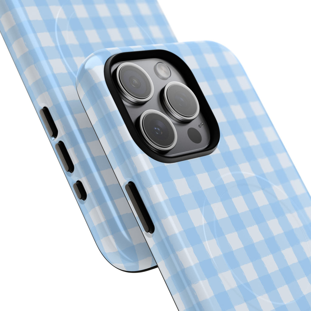 Blue Gingham iPhone Case – MagSafe Compatible