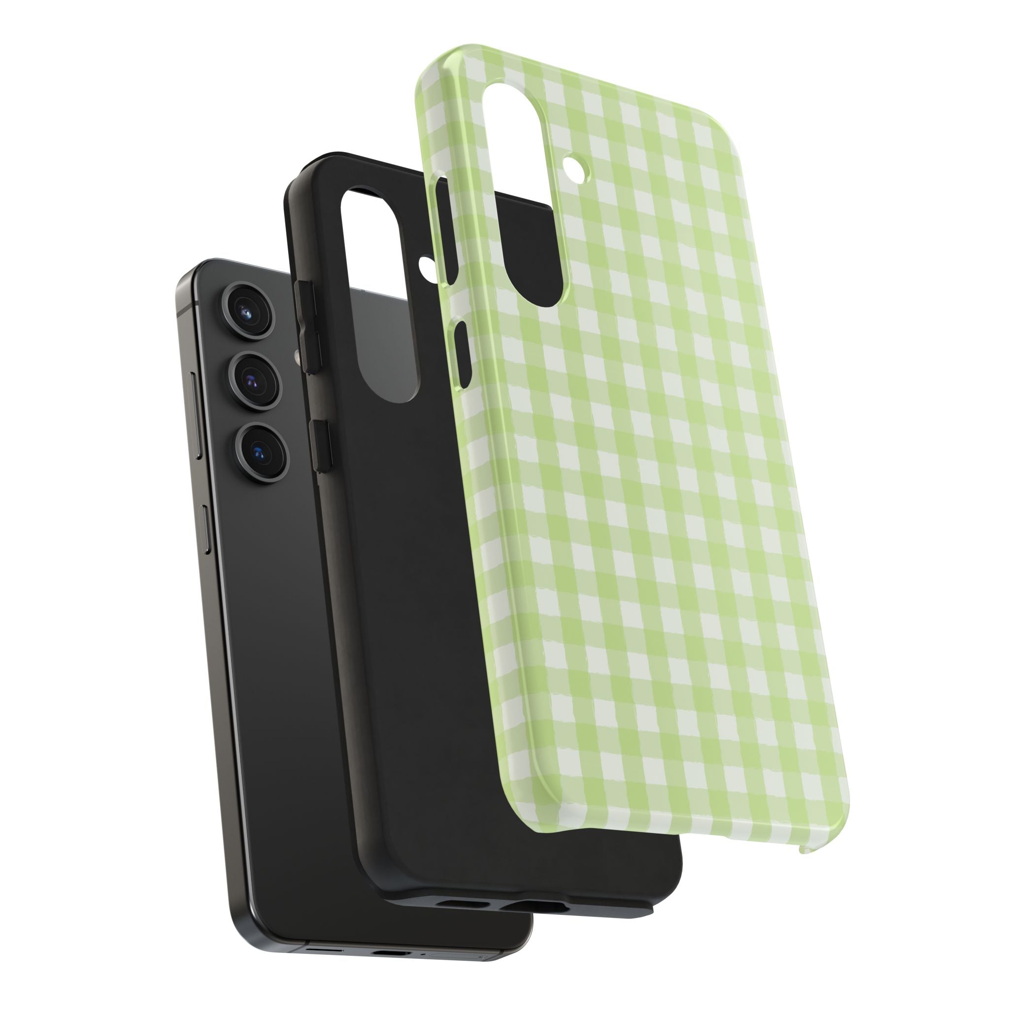 Green Gingham Tough Samsung Case – Pastel Plaid Protective Cover