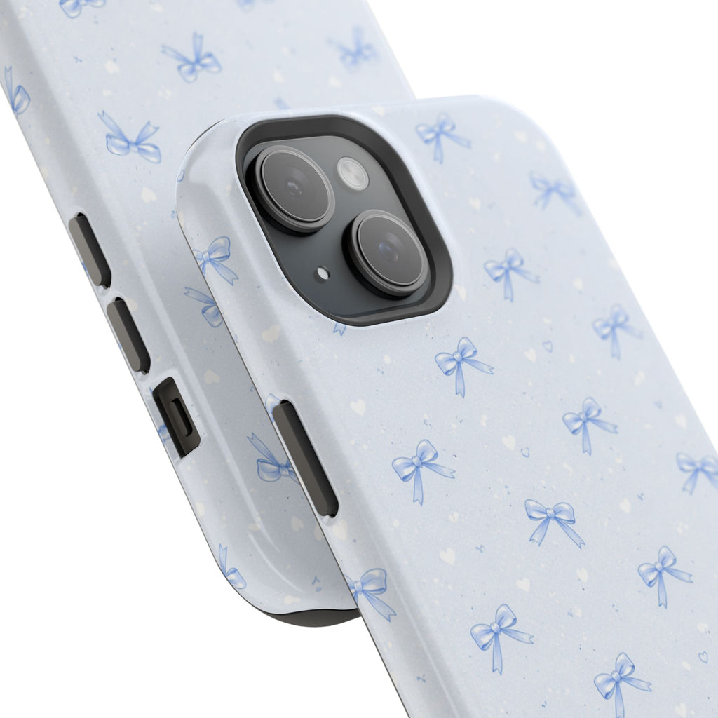 Blue Bow Pattern iPhone Case | Magnetic Impact-Resistant Case
