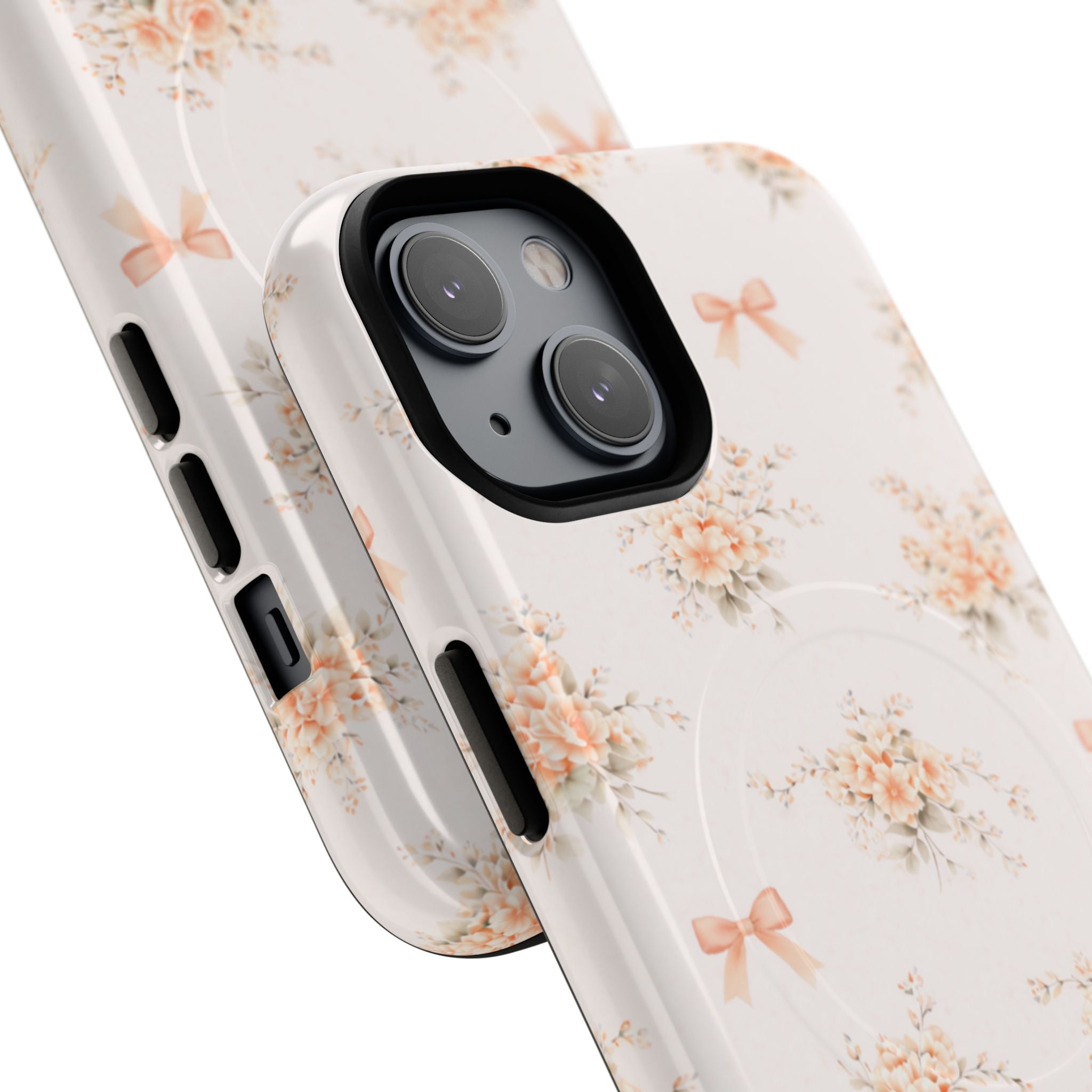 Peach Rose Bow iPhone Case – MagSafe Compatible