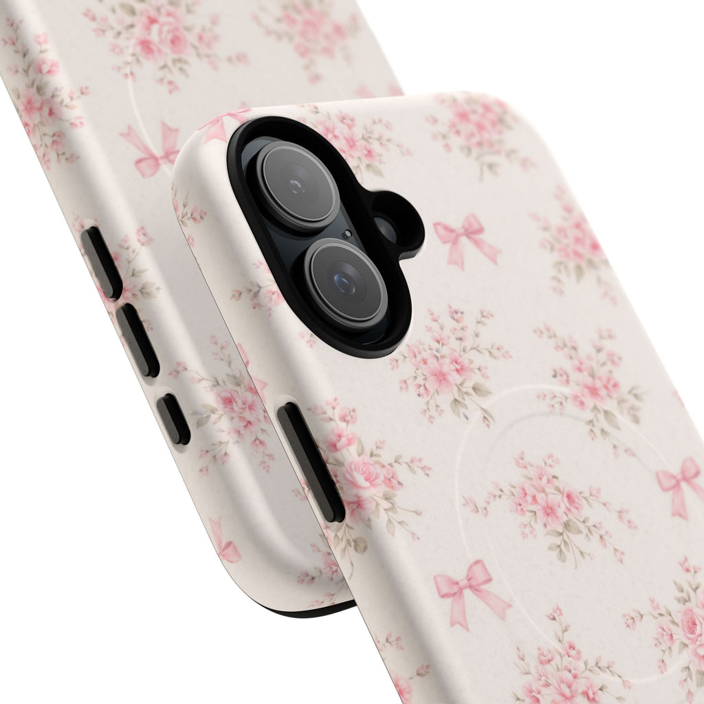 Floral Pink Bow iPhone Case – MagSafe Compatible
