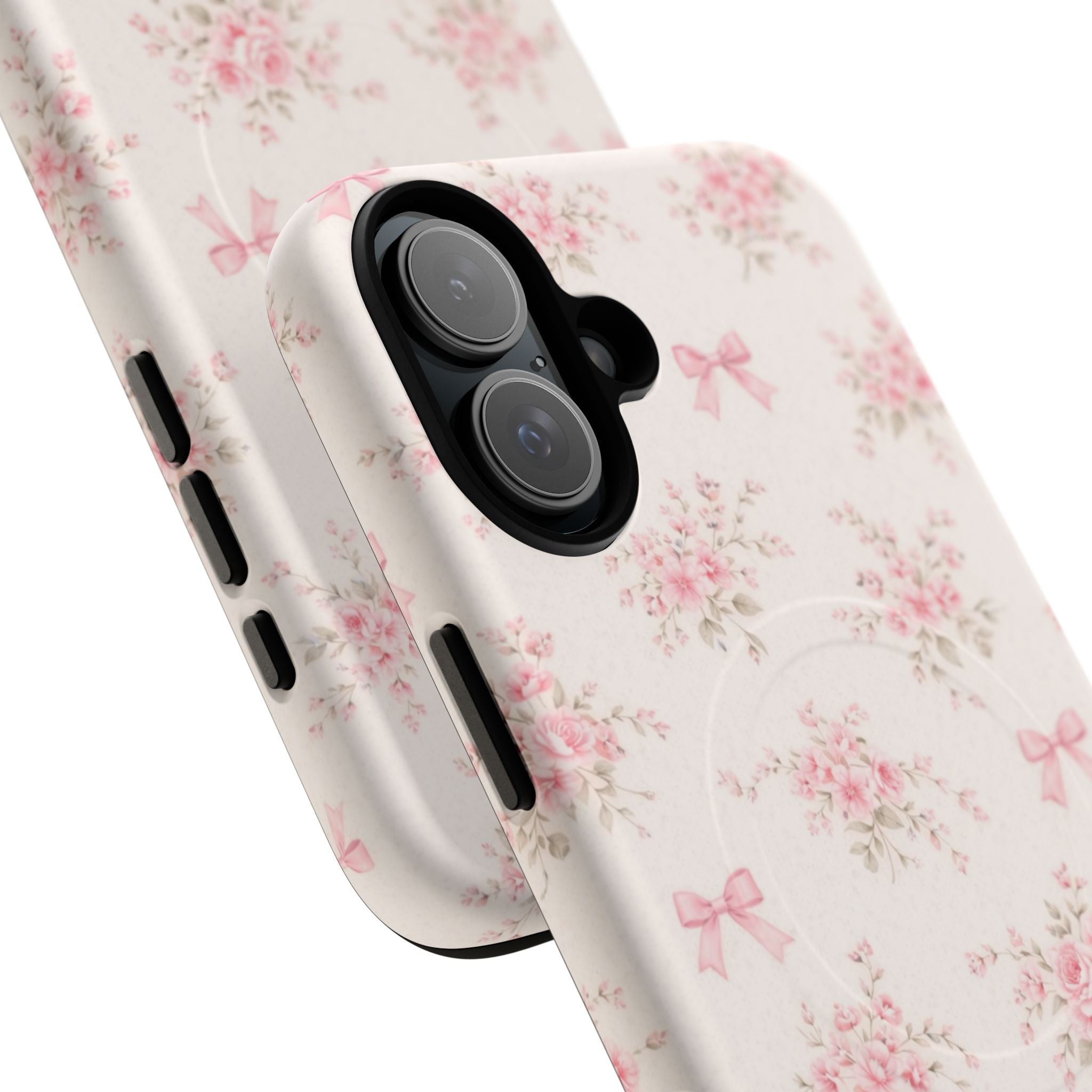 Floral Pink Bow iPhone Case – MagSafe Compatible