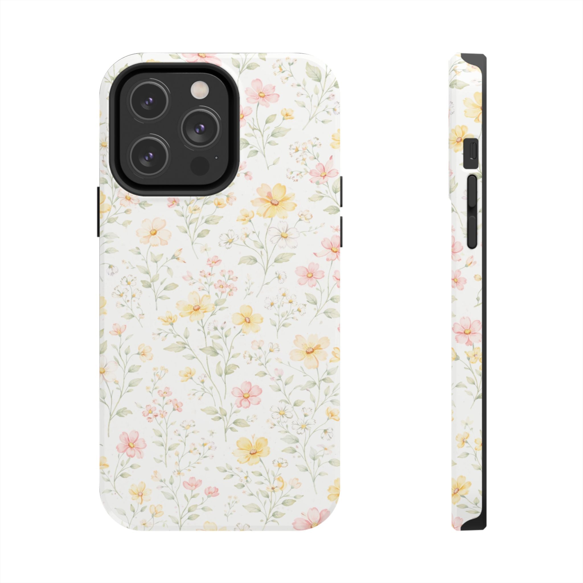 Delicate Pastel Wildflowers Tough Phone Case, Floral Botanical Pattern