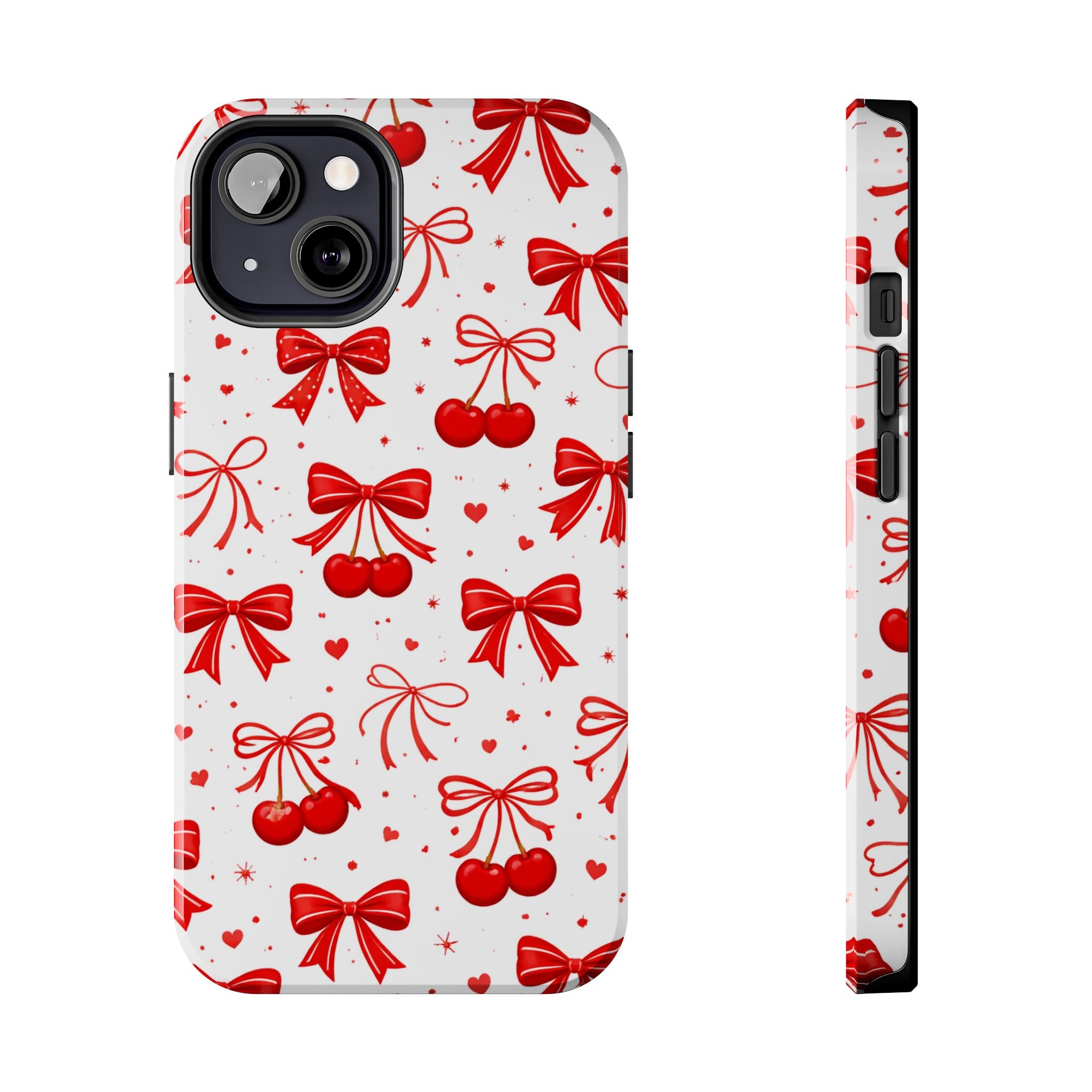 Red Cherry Bows Tough Phone Case, Cherry Pattern Phone Case