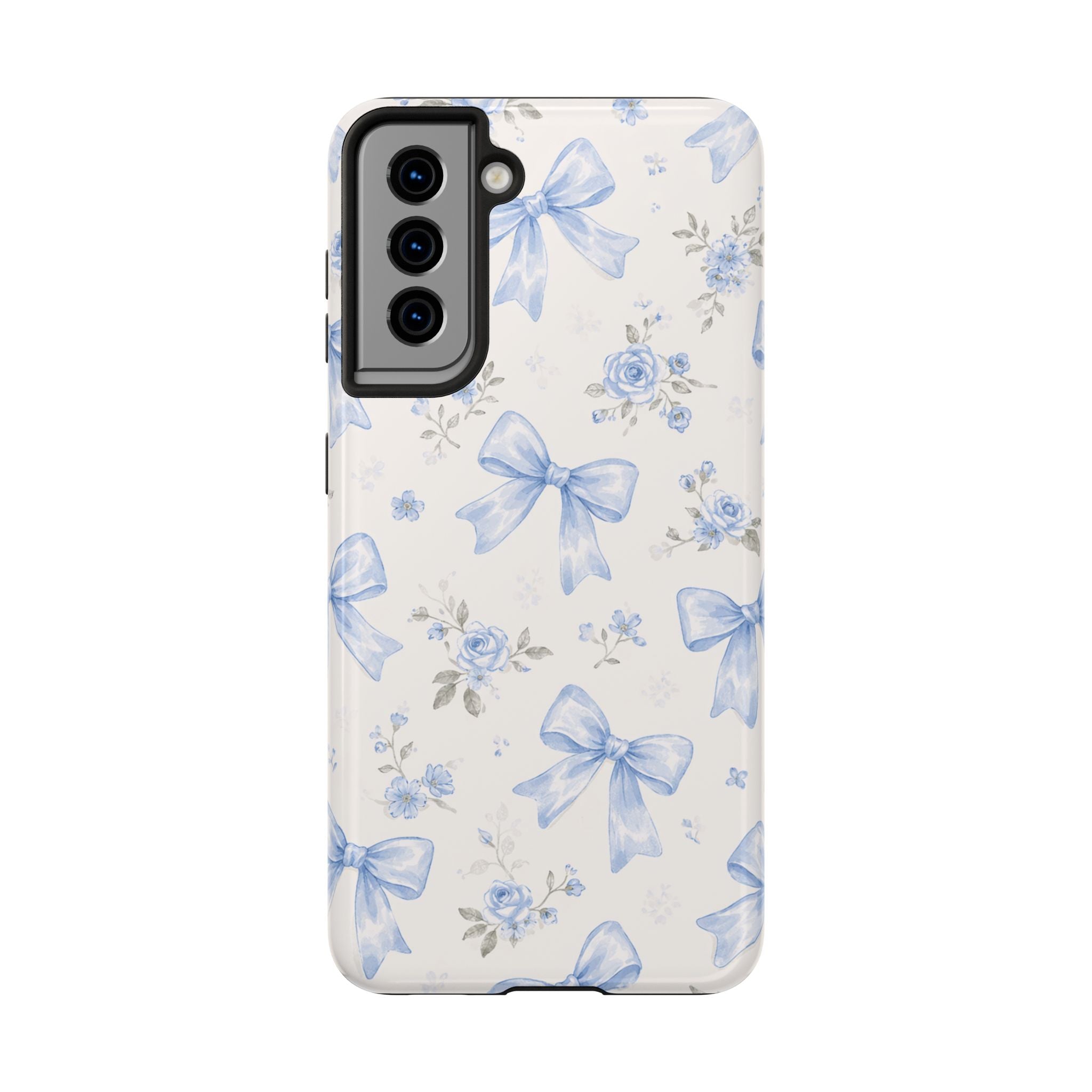 Blue Watercolor Bows Floral Pattern iPhone Case, Magnetic Impact-Resistant