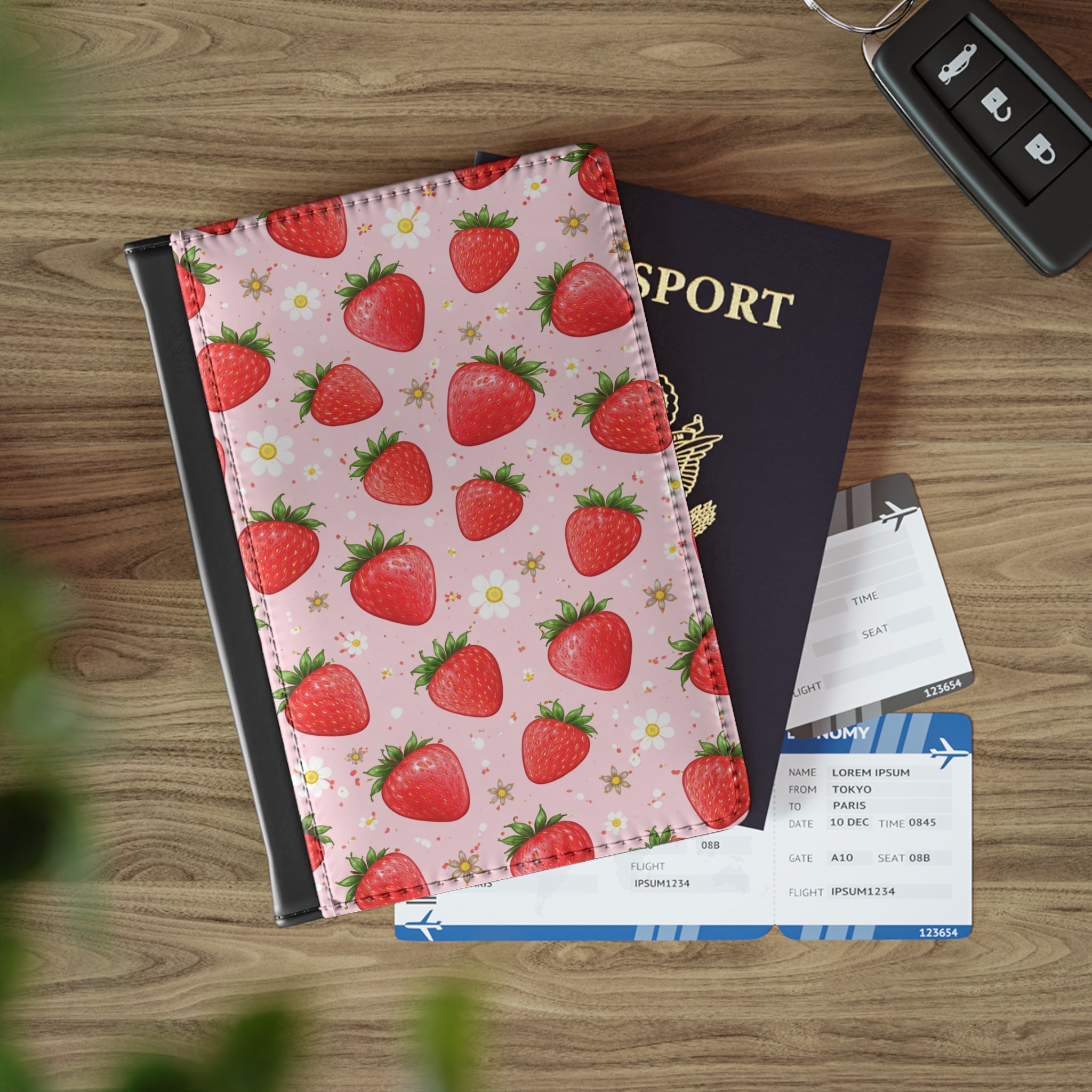 Strawberry Bloom Passport Cover
