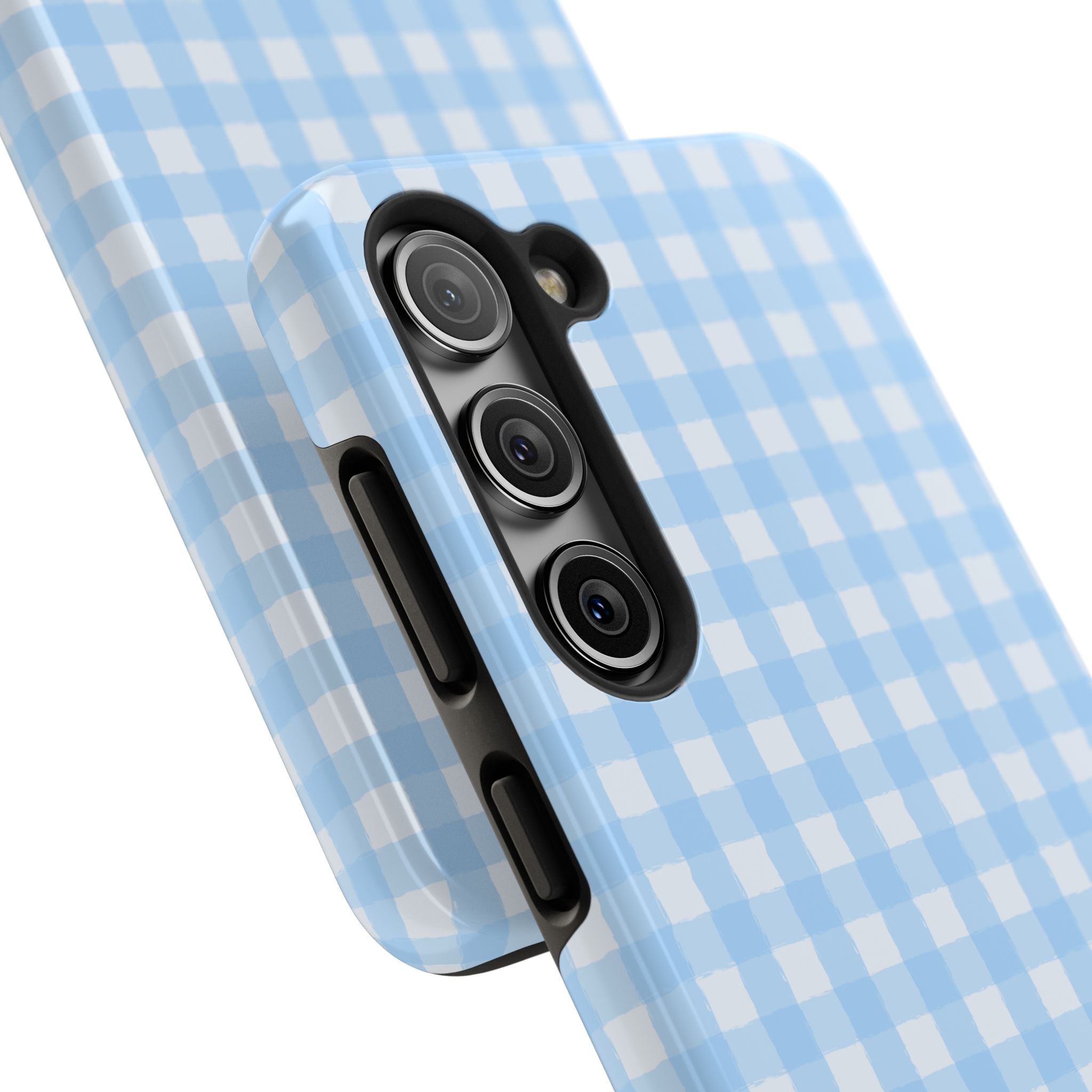 Blue Gingham Tough Samsung Case – Pastel Check Protective Phone Cover