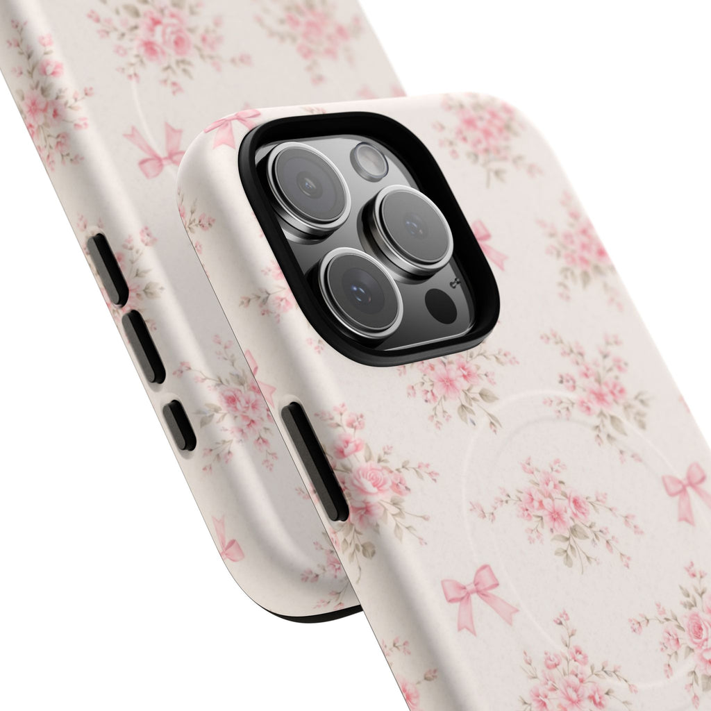 Floral Pink Bow iPhone Case – MagSafe Compatible