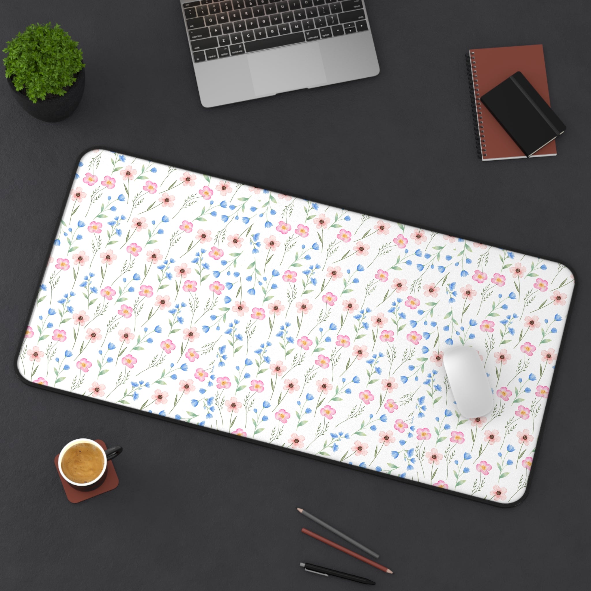 Floral Wildflower Desk Mat – Pastel Meadow Mousepad for Home Office & Study