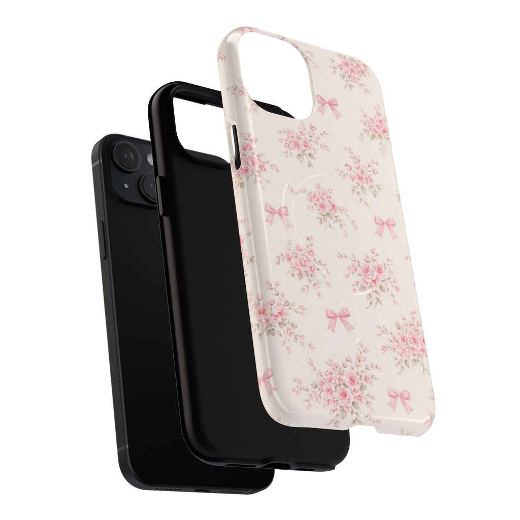 Floral Pink Bow iPhone Case – MagSafe Compatible