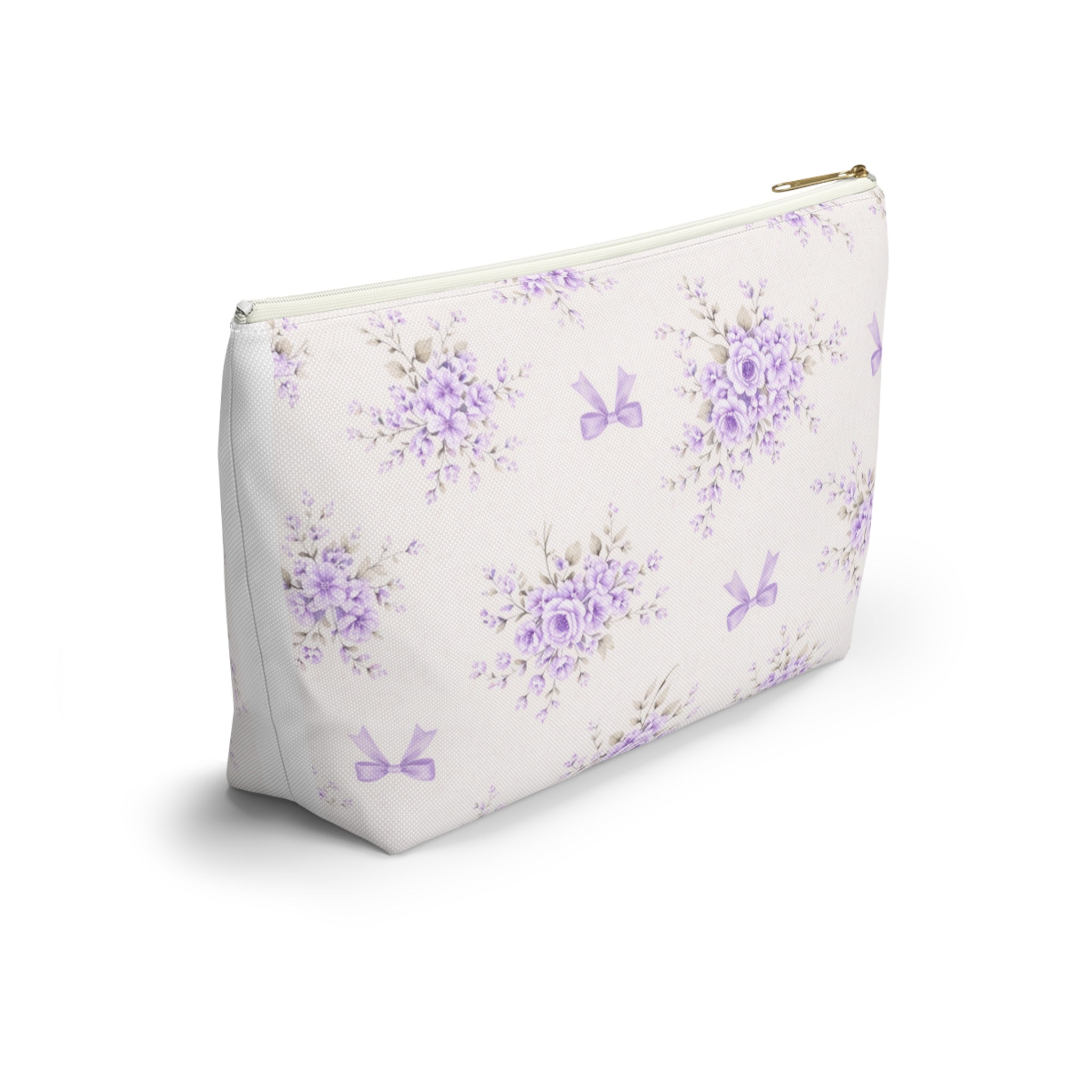 Lavender Floral Bouquet Pouch | Purple Bow Accessory Pouch