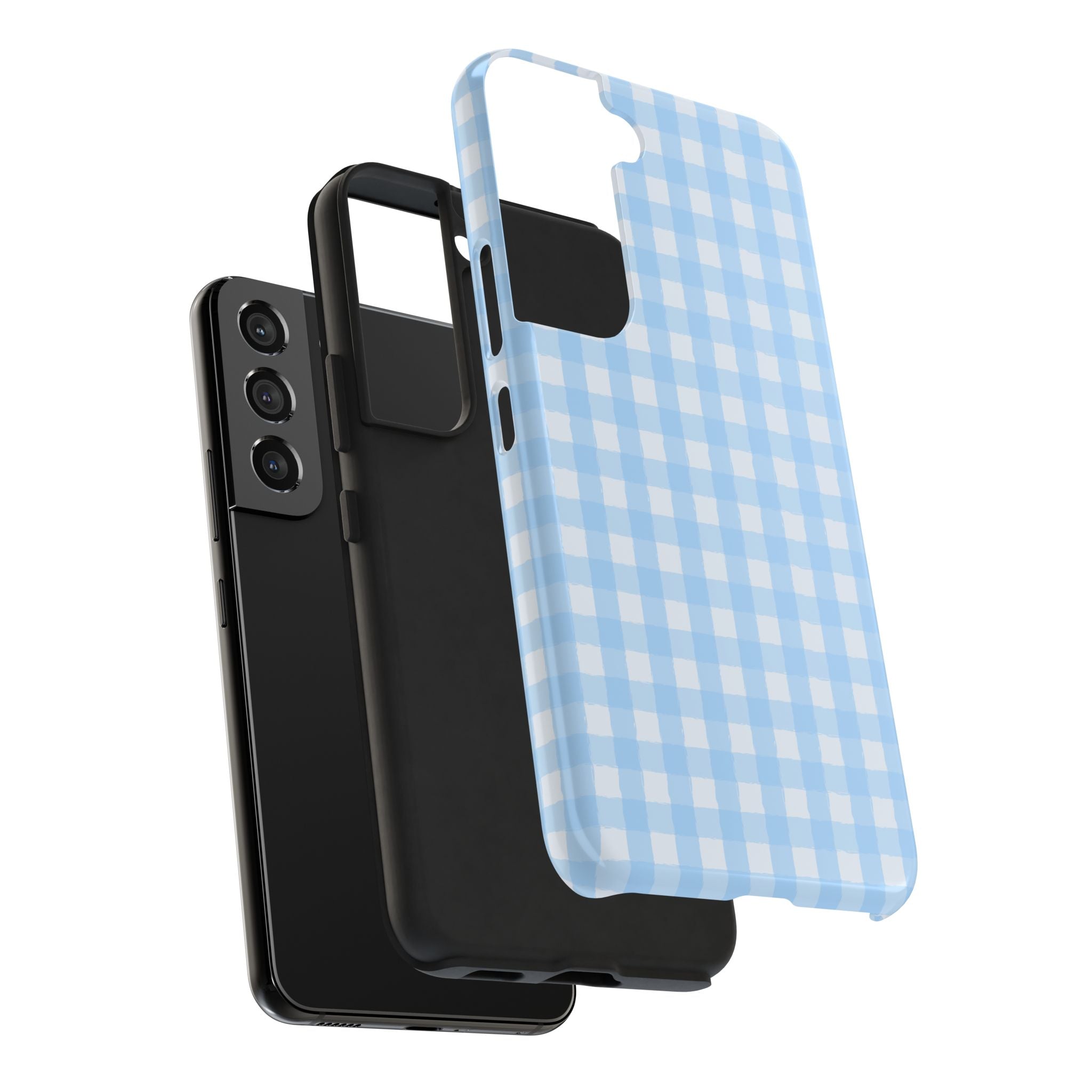Blue Gingham Tough Samsung Case – Pastel Check Protective Phone Cover